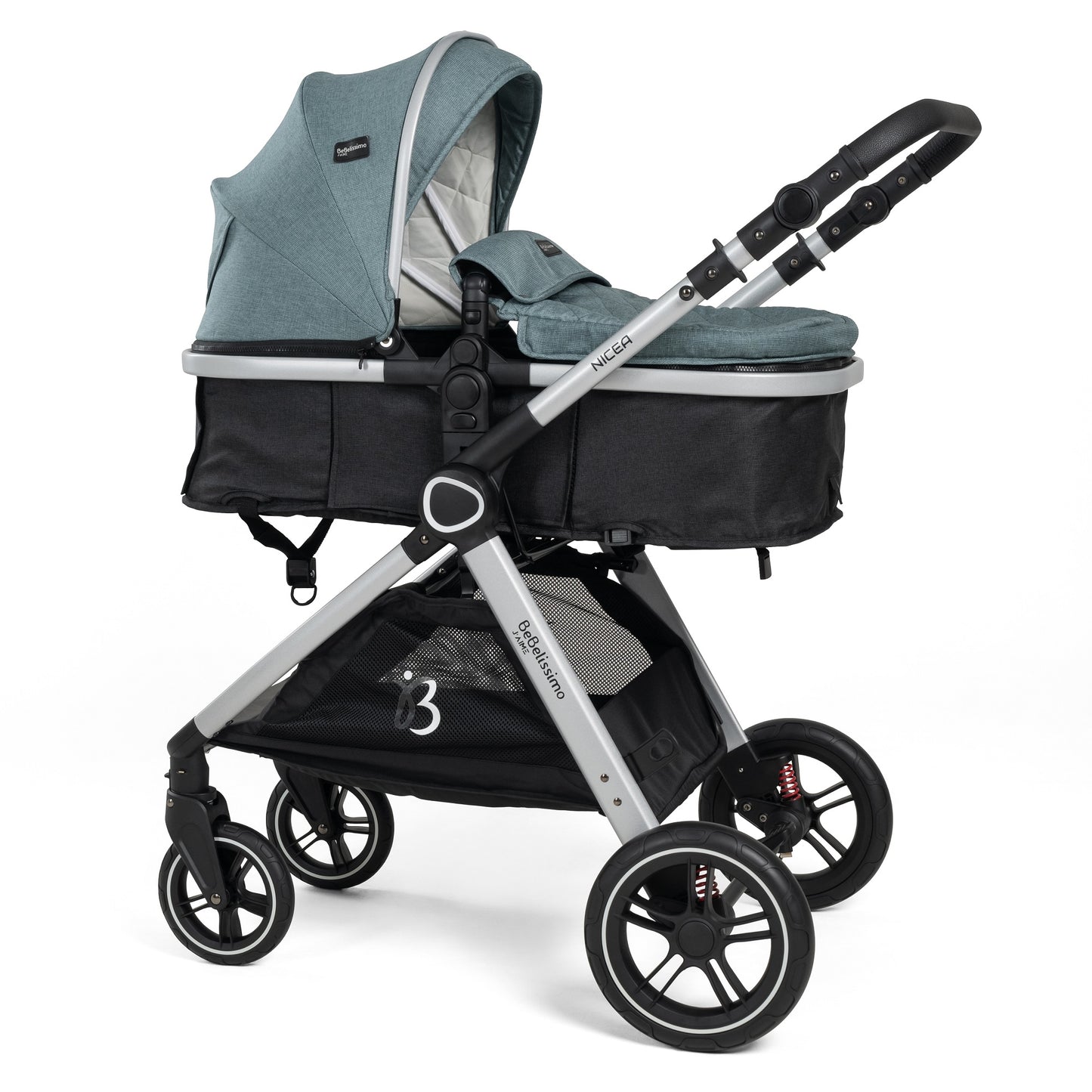 BEBELISSIMO - Poussette combinée trio 3 en 1 - siège auto I-size 40-87cm – nacelle – dès la naissance – jusqu’à 22kg - vert