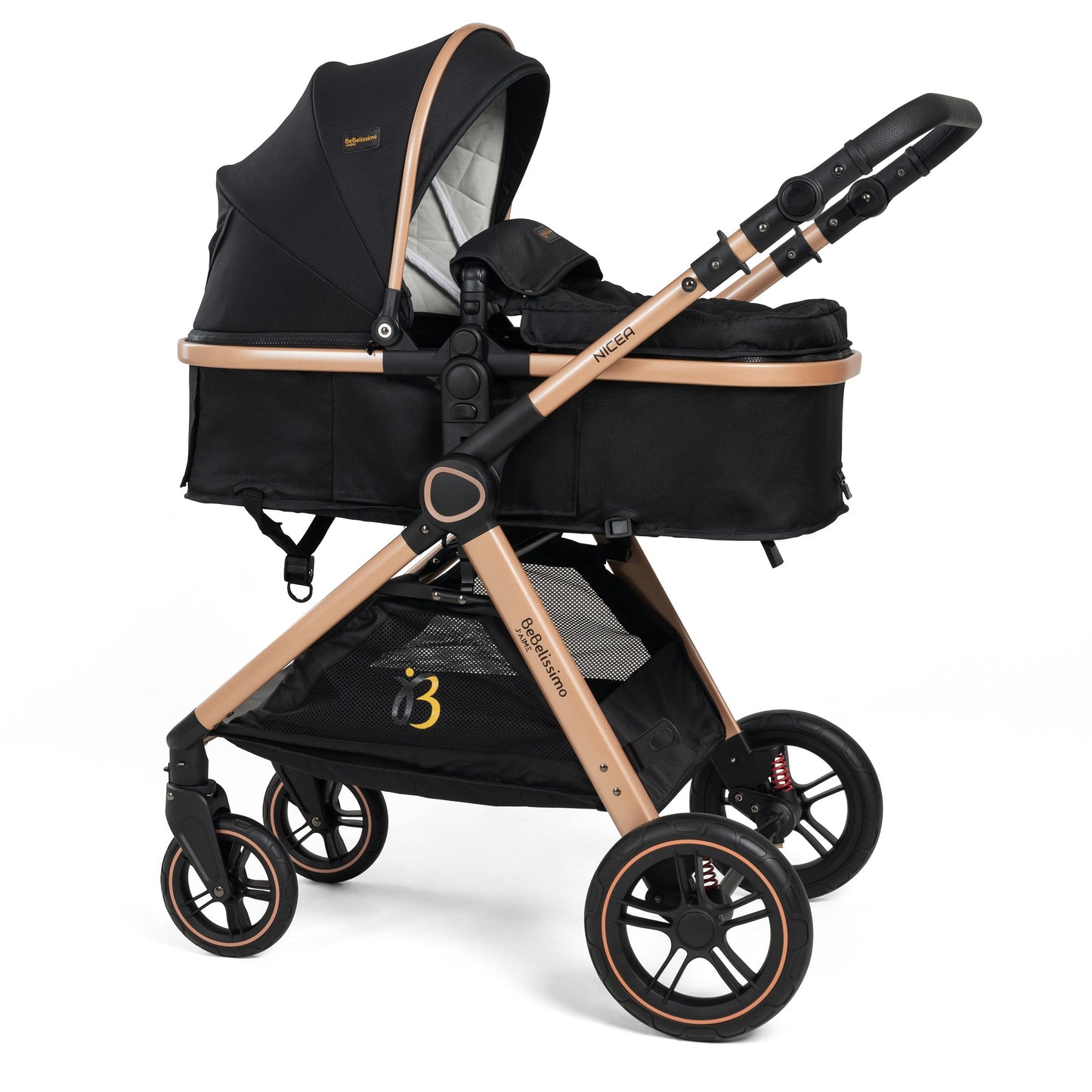 BEBELISSIMO - Poussette combinée trio 3 en 1 - siège auto I-size 40-87cm – nacelle – dès la naissance – jusqu’à 22kg - noir