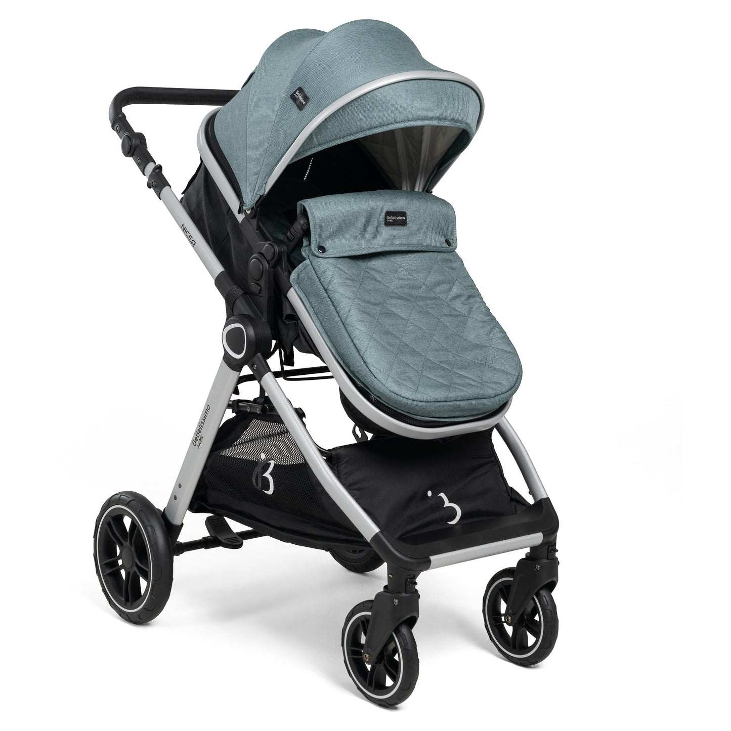 BEBELISSIMO - Poussette combinée trio 3 en 1 - siège auto I-size 40-87cm – nacelle – dès la naissance – jusqu’à 22kg - vert