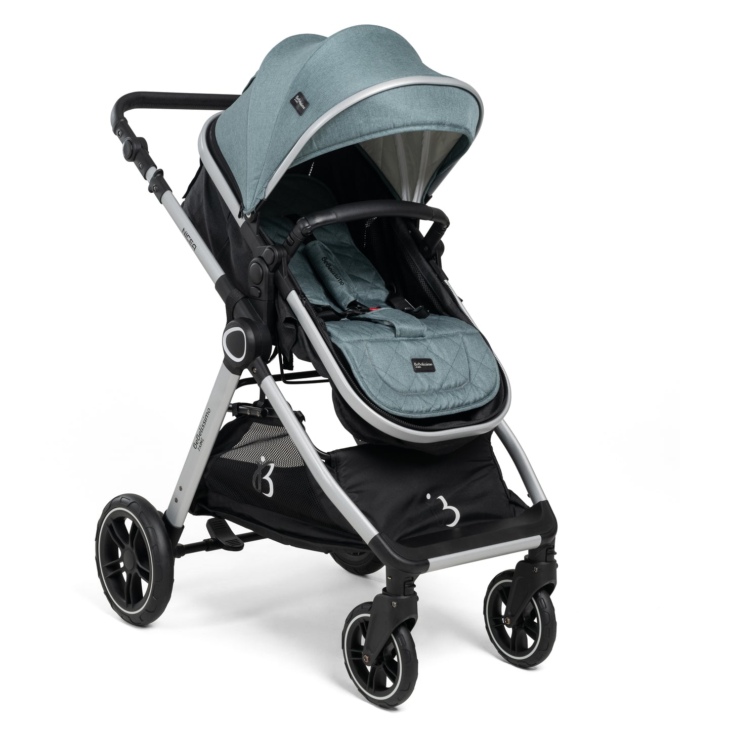 BEBELISSIMO - Poussette combinée trio 3 en 1 - siège auto I-size 40-87cm – nacelle – dès la naissance – jusqu’à 22kg - vert