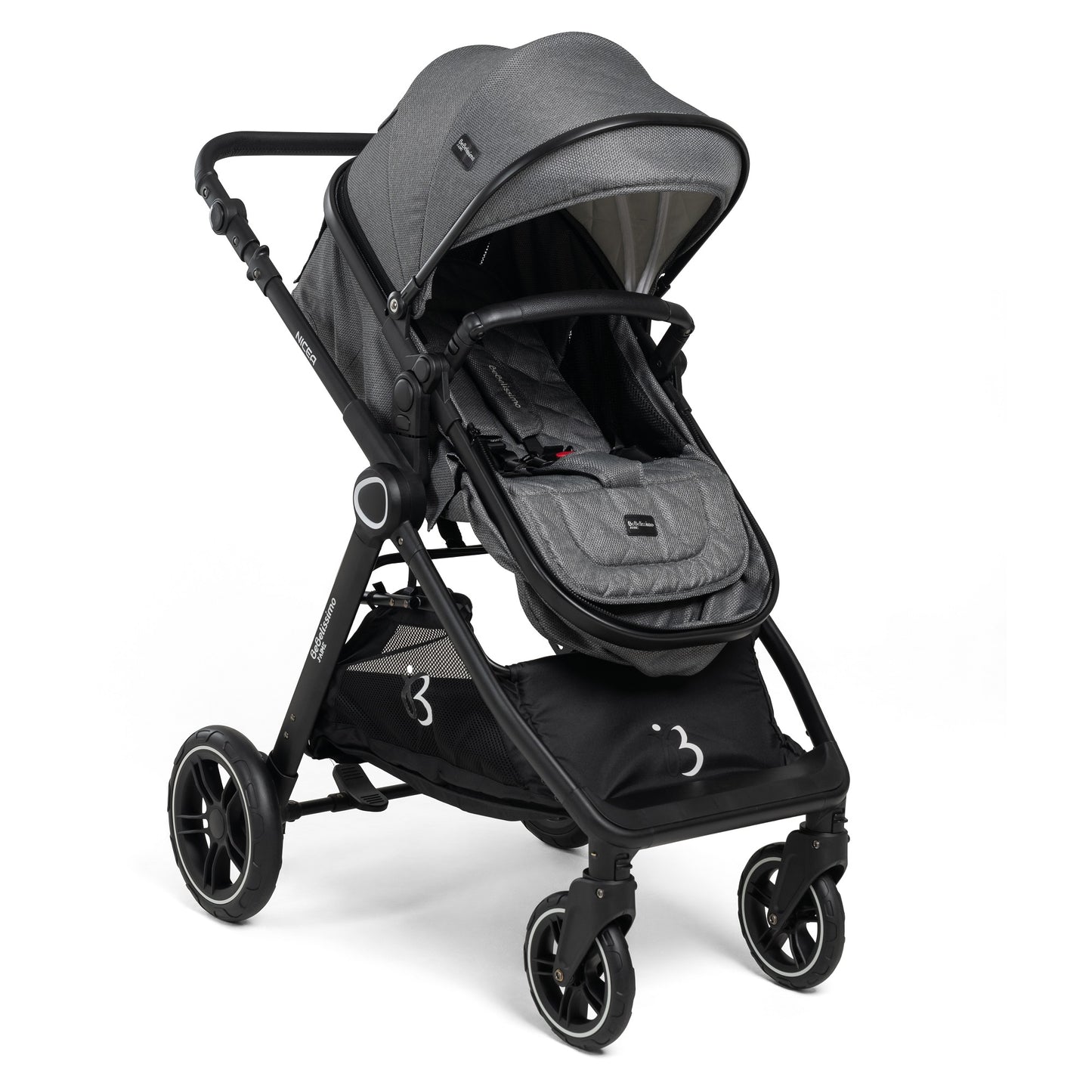 Bebelissimo - Poussette transformable - combinée - convertible - 2 en 1 -poids 0-22kg - Nicea - gris