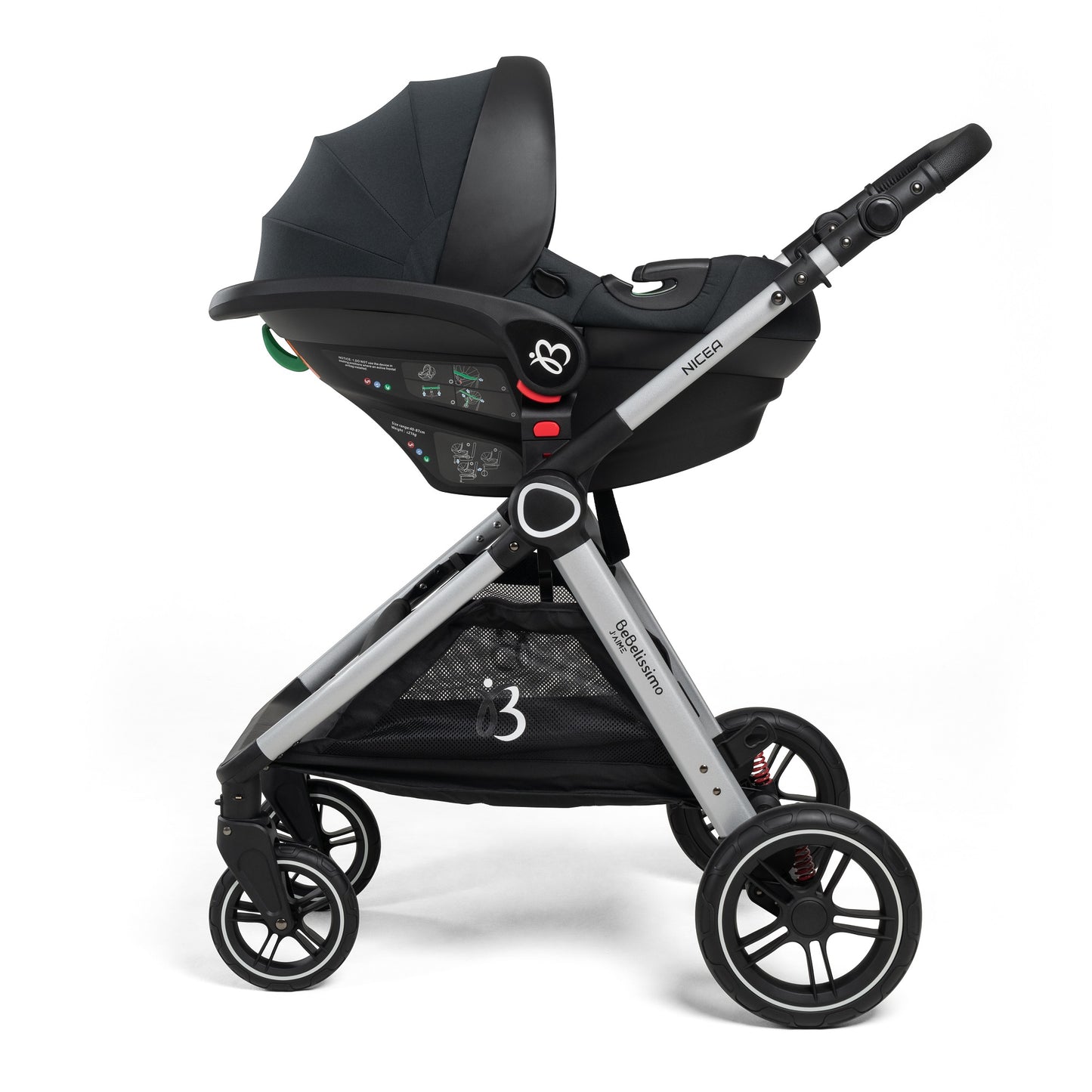 BEBELISSIMO - Poussette combinée trio 3 en 1 - siège auto I-size 40-87cm – nacelle – dès la naissance – jusqu’à 22kg - vert
