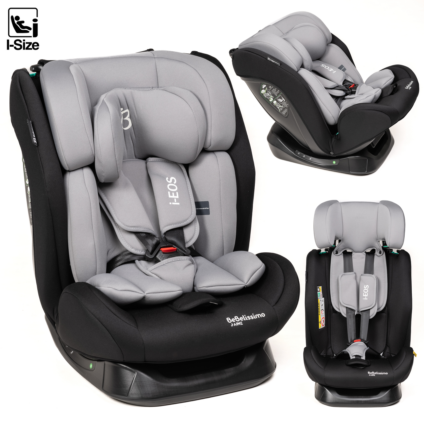 BEBELISSIMO - Siège auto I-size - groupe 0+/1/2/3 - (0-36kg) - Inclinable - 40 -150cm - i-EOS - gris