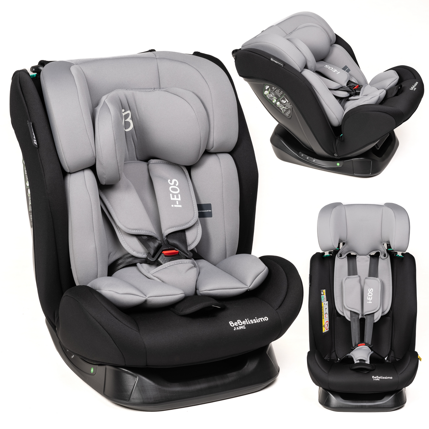 BEBELISSIMO - Siège auto I-size - groupe 0+/1/2/3 - (0-36kg) - Inclinable - 40 -150cm - i-EOS - gris