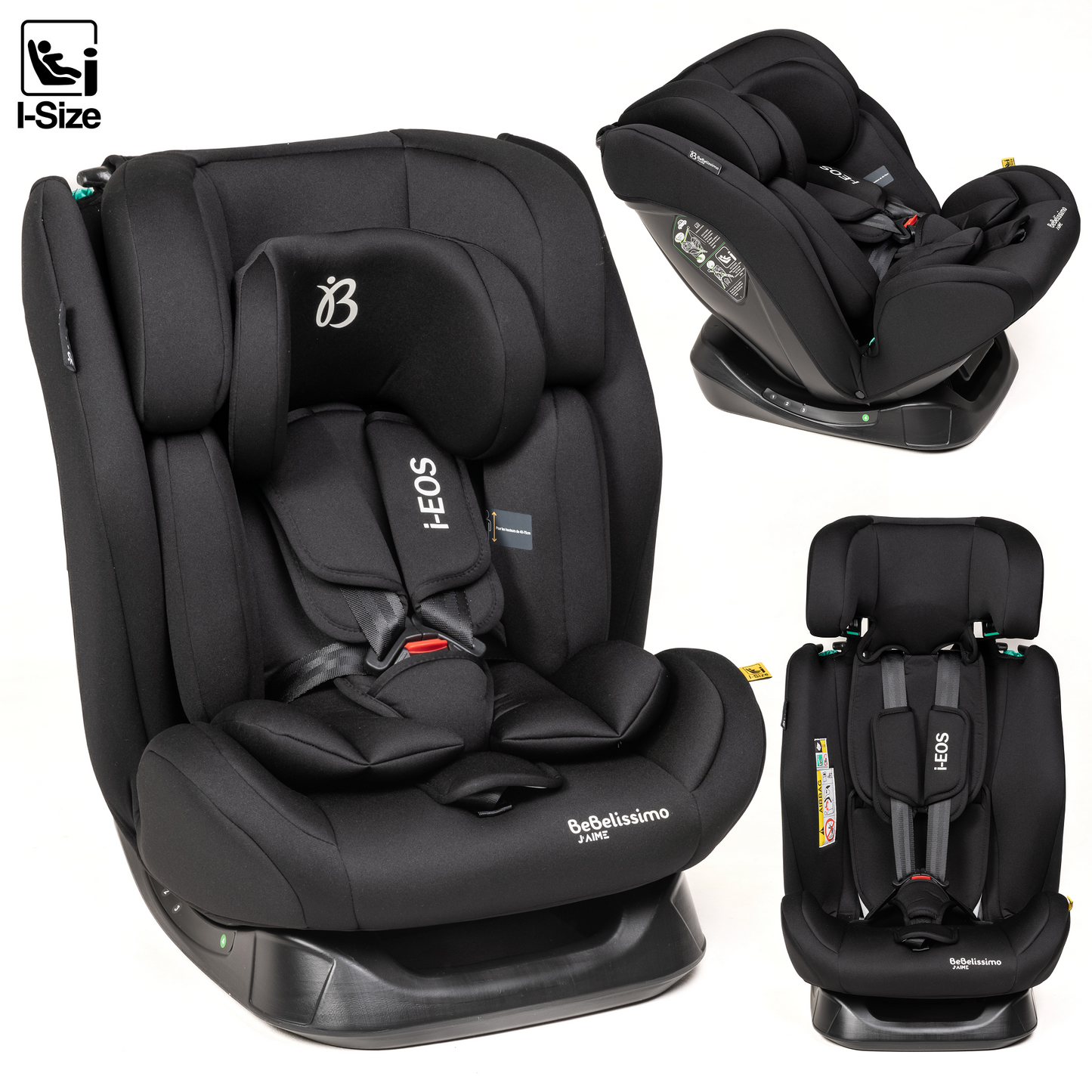 BEBELISSIMO - Siège auto I-size - groupe 0+/1/2/3 - (0-36kg) - Inclinable - 40 -150cm - i-EOS - noir