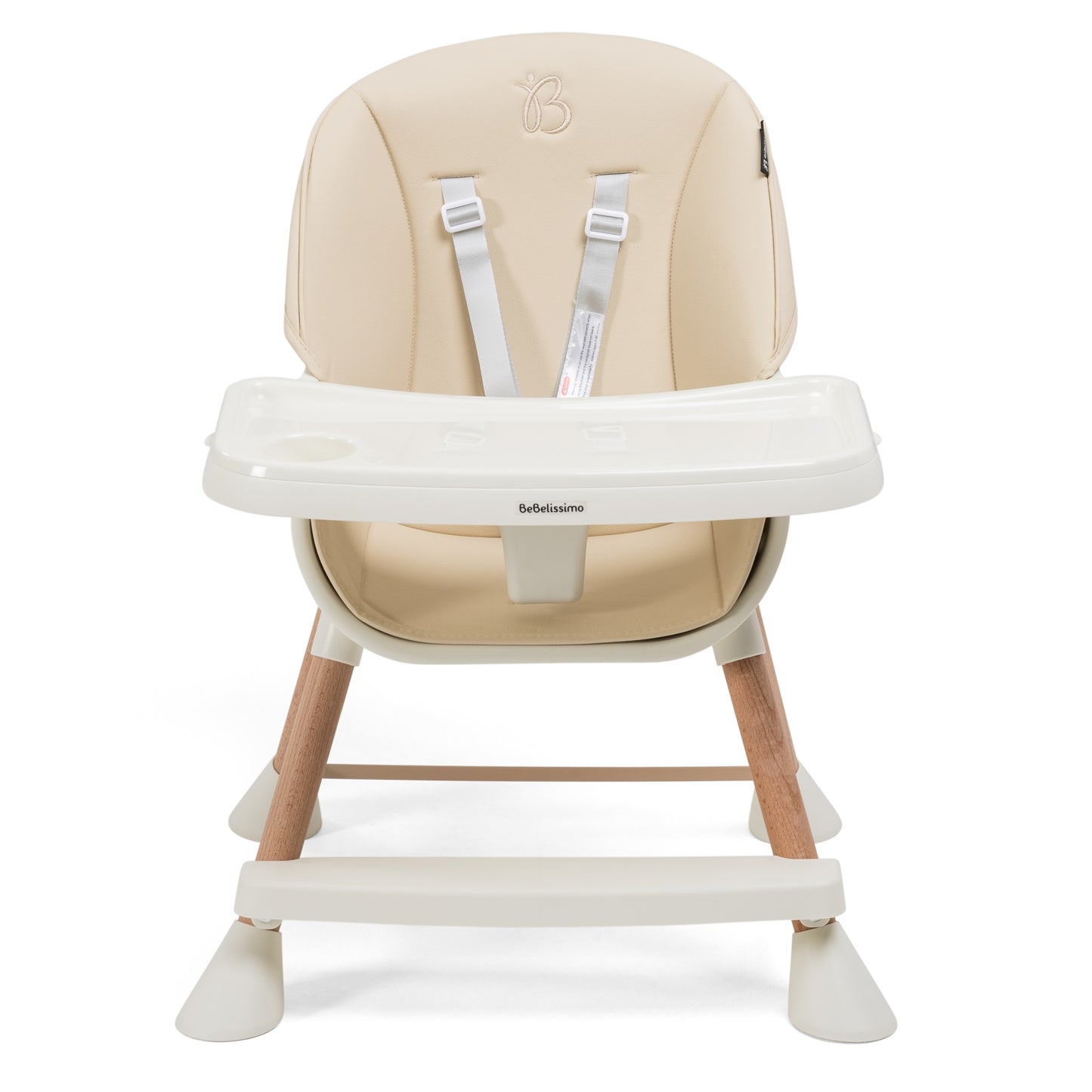 BEBELISSIMO - Chaise Haute Évolutive en Bois - 3 en 1 – 6 mois jusqu’à 5 ans - réhausseur - beige 2024