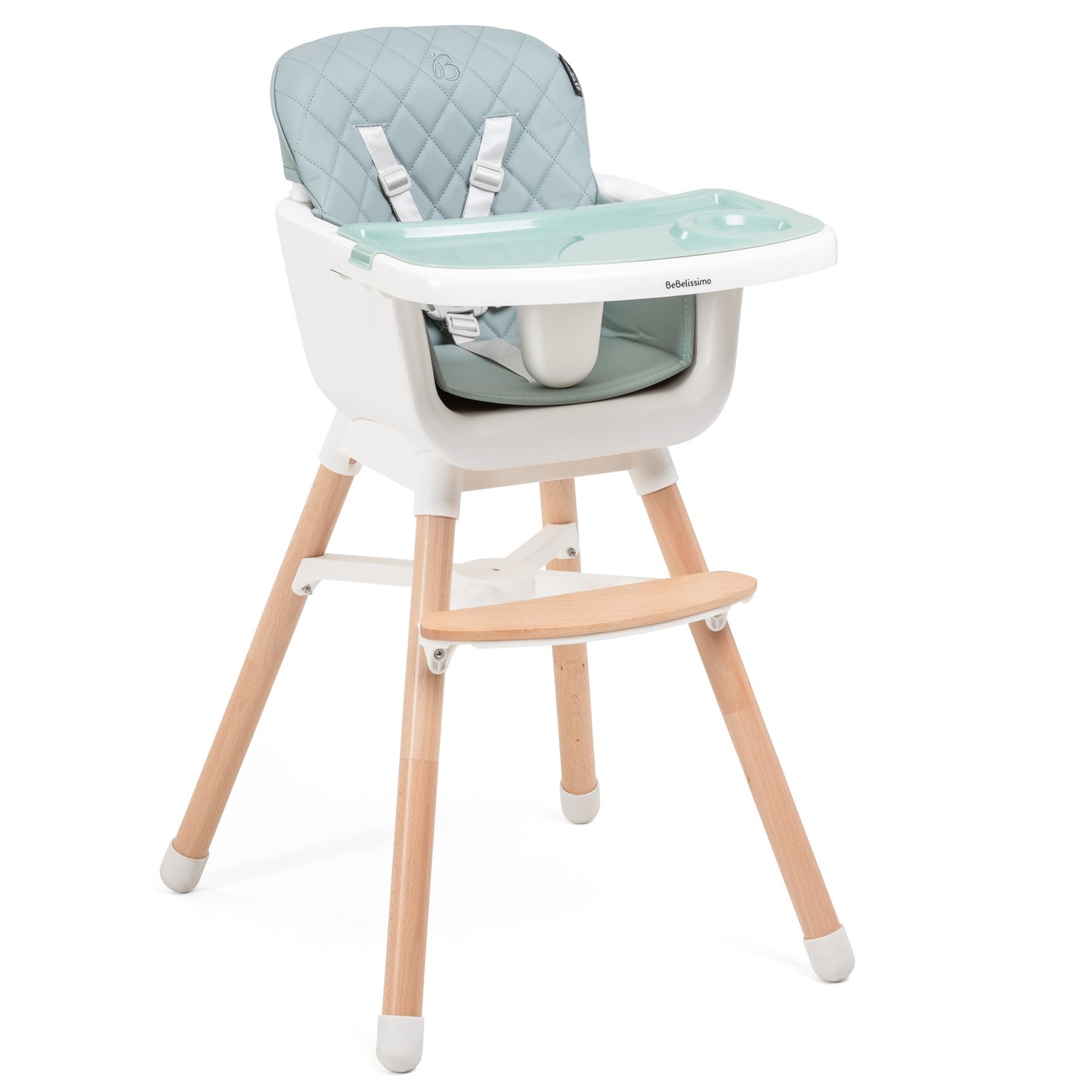 BEBELISSIMO - Chaise Haute bébé - Évolutive - Réglable - en Bois - 2 en 1 – 6 mois jusqu’à 5 ans - vert 2024