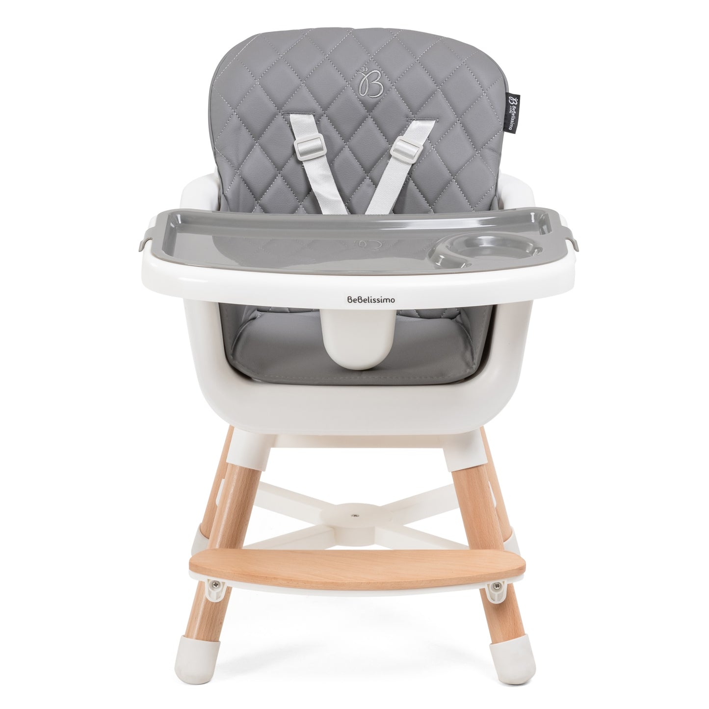 BEBELISSIMO - Chaise Haute bébé - Évolutive - Réglable - en Bois - 2 en 1 – 6 mois jusqu’à 5 ans - gris 2024