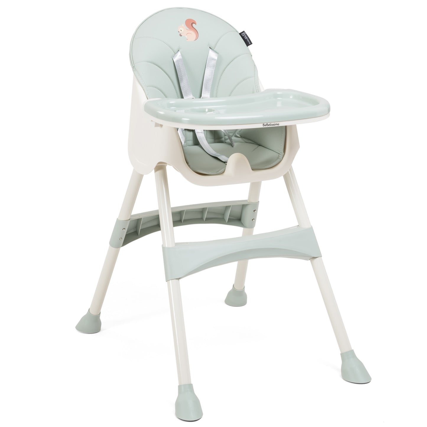 BEBELISSIMO - Chaise Haute Bébé Evolutive -dès 6 mois jusqu’à 20kg -Disco Pinguin - hauteur réglable - vert Squirrel