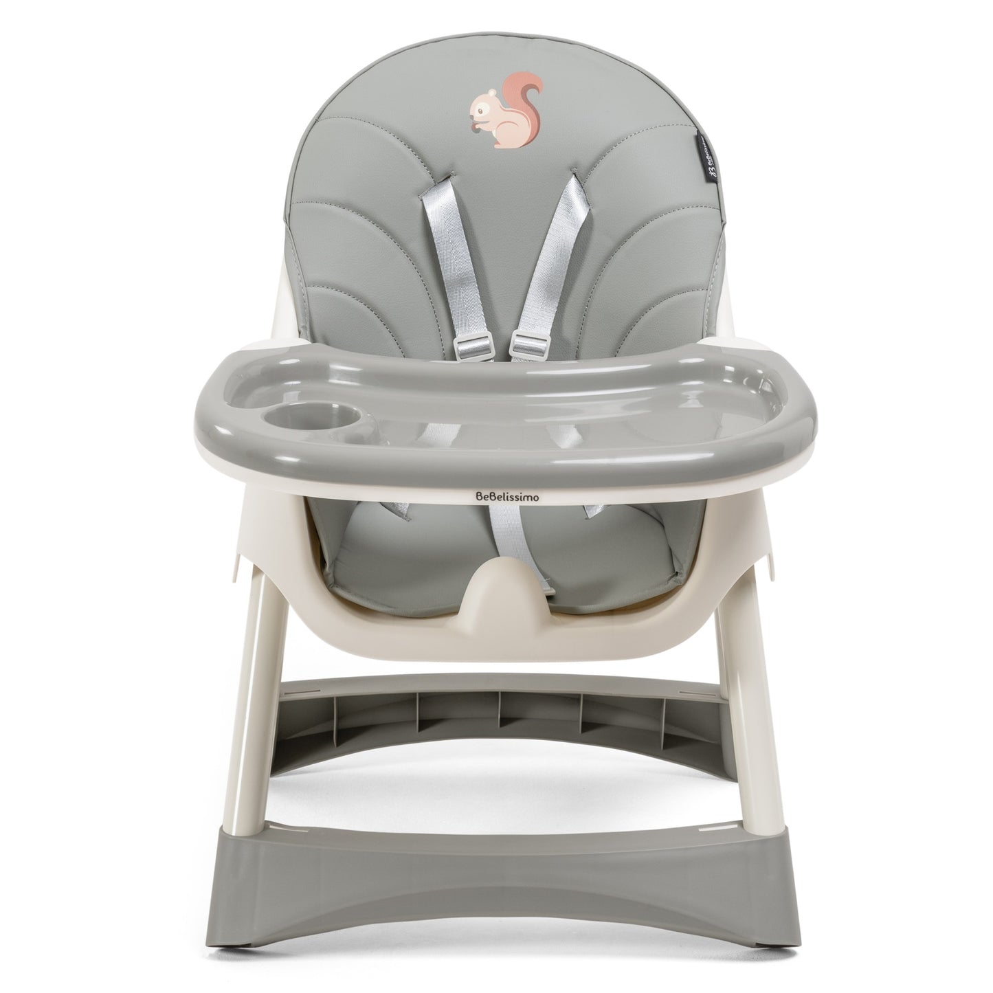 BEBELISSIMO - Chaise Haute Bébé Evolutive -dès 6 mois jusqu’à 20kg -Disco Pinguin - hauteur réglable - gris Squirrel
