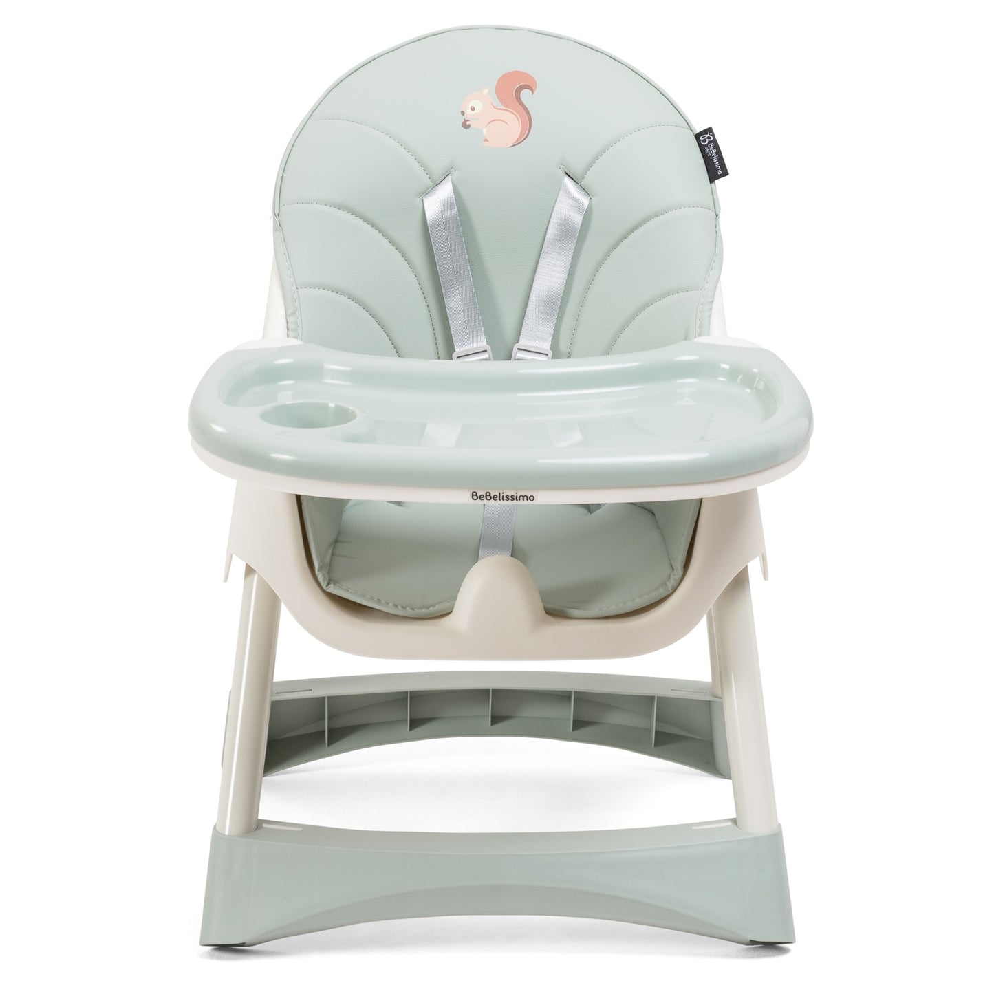BEBELISSIMO - Chaise Haute Bébé Evolutive -dès 6 mois jusqu’à 20kg -Disco Pinguin - hauteur réglable - vert Squirrel