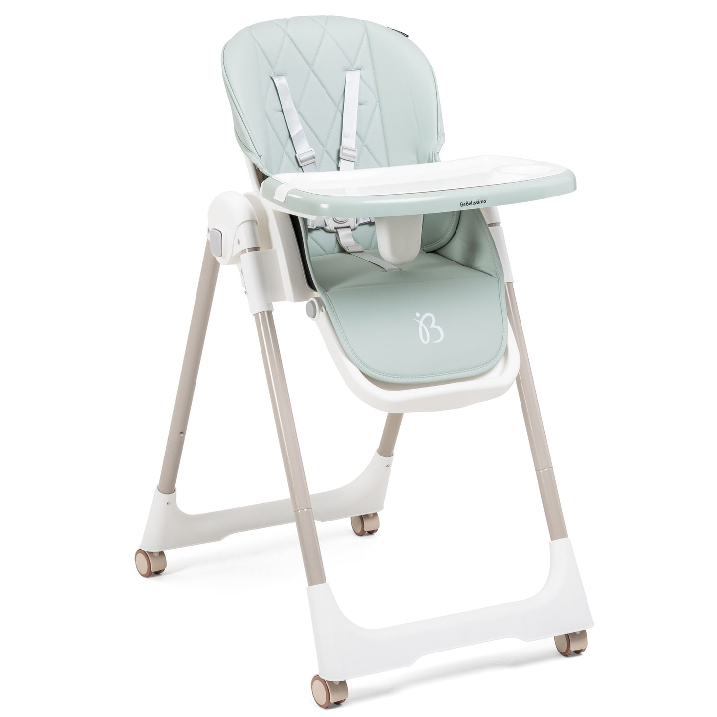 Bebelissimo - Chaise haute évolutive bébé - Pliable - Compacte - Réglable hauteur - De 6 mois à 3 ans (15kg) - vert