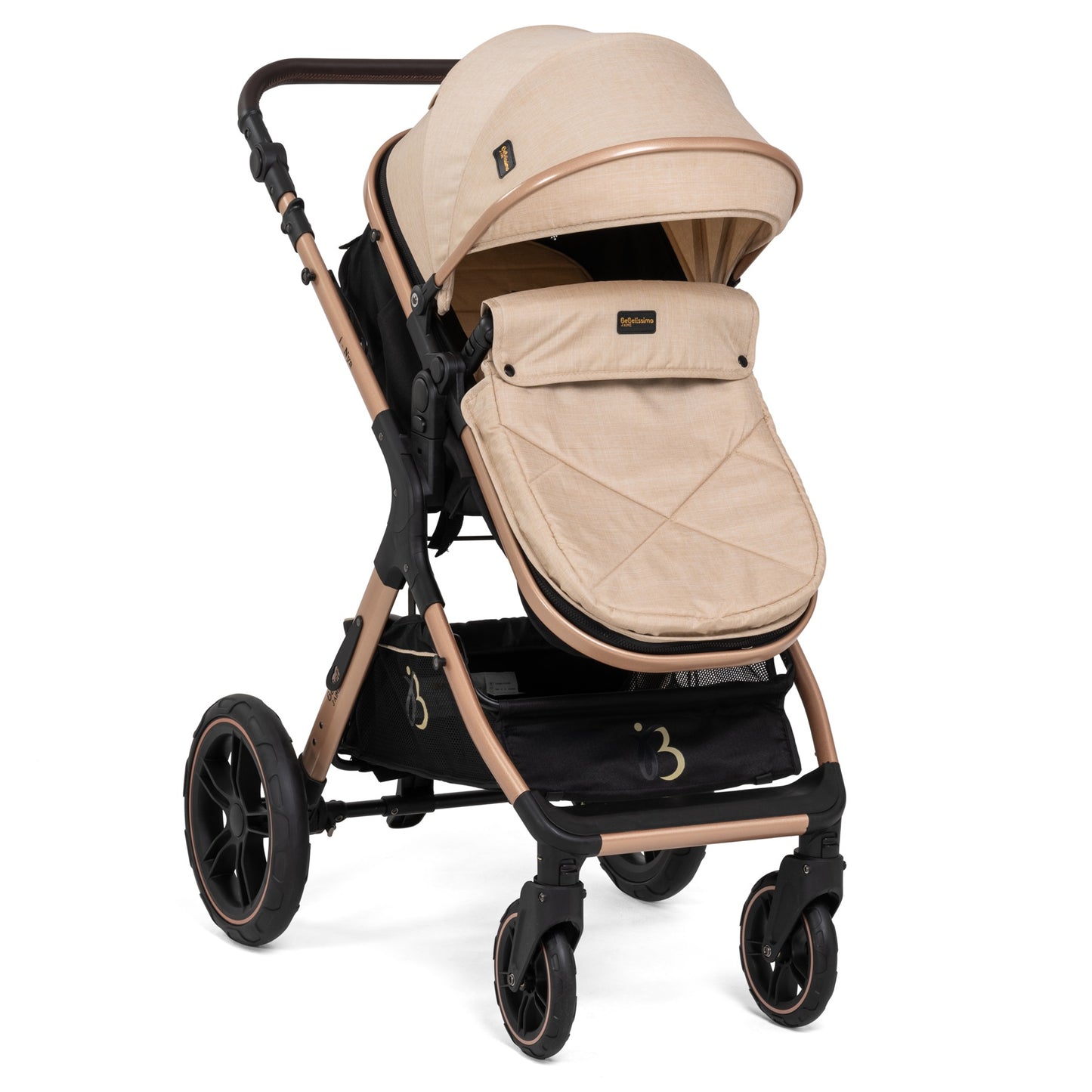 BEBELISSIMO - Poussette combinée trio 3 en 1 - siège auto I-size 40-87cm – nacelle – dès la naissance – jusqu’à 22kg - NYA beige