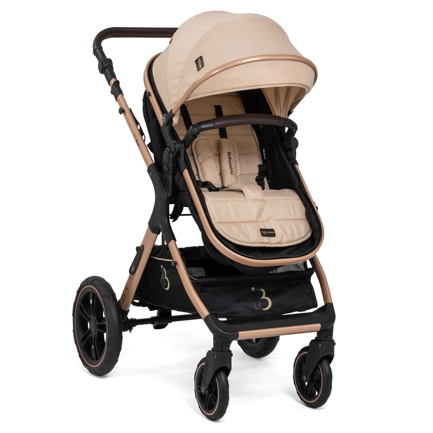 BEBELISSIMO - Poussette combinée trio 3 en 1 - siège auto I-size 40-87cm – nacelle – dès la naissance – jusqu’à 22kg - NYA beige