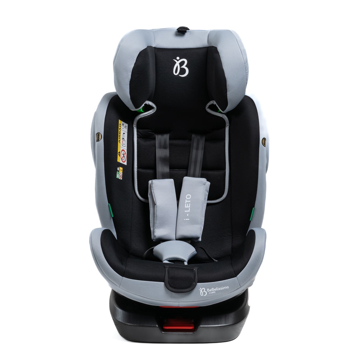 BEBELISSIMO - Siège auto Isofix - pivotant 360 ° - groupe 0+/1/2/3 - (0-36kg) - i-Leto - gris/noir - protections latérales