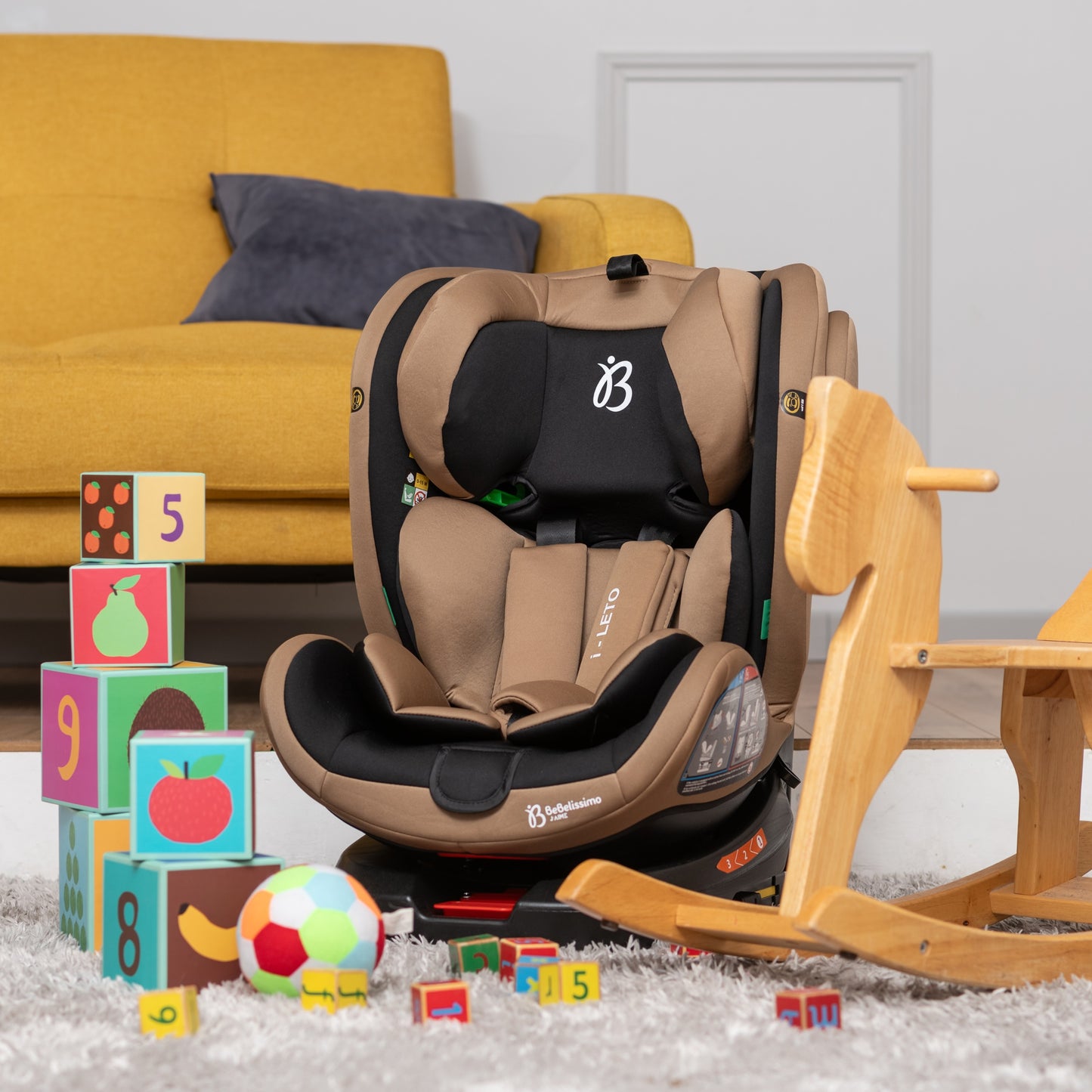 BEBELISSIMO - Siège auto Isofix - pivotant 360 ° - groupe 0+/1/2/3 - (0-36kg) - i-EOLE - beige