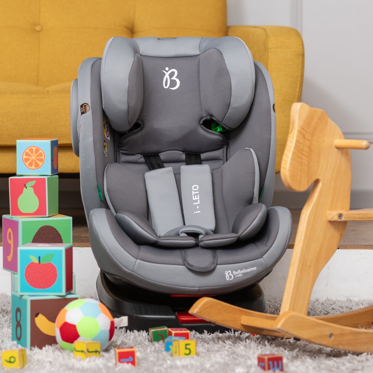 BEBELISSIMO - Siège auto Isofix - pivotant 360 ° - groupe 0+/1/2/3 - (0-36kg) - i-EOLE - gris