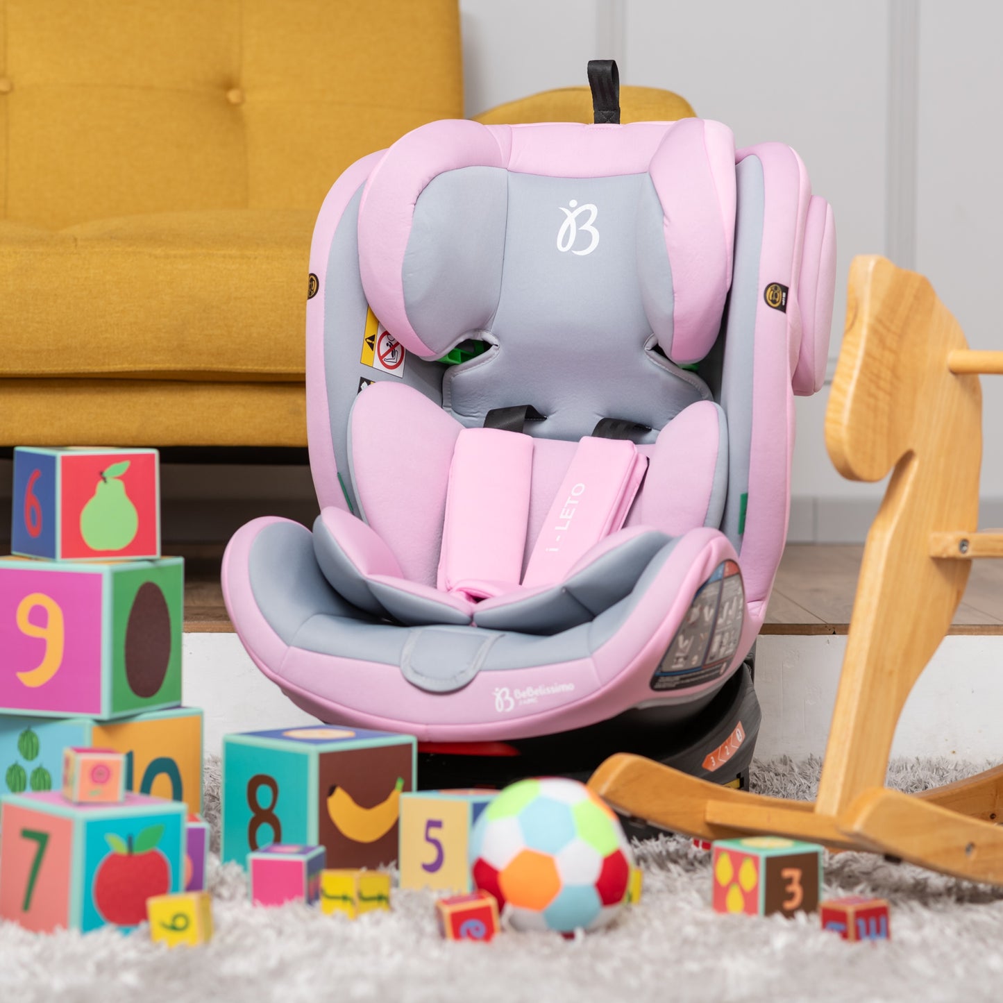 BEBELISSIMO - Siège auto Isofix - pivotant 360 ° - groupe 0+/1/2/3 - (0-36kg) - i-EOLE - rose