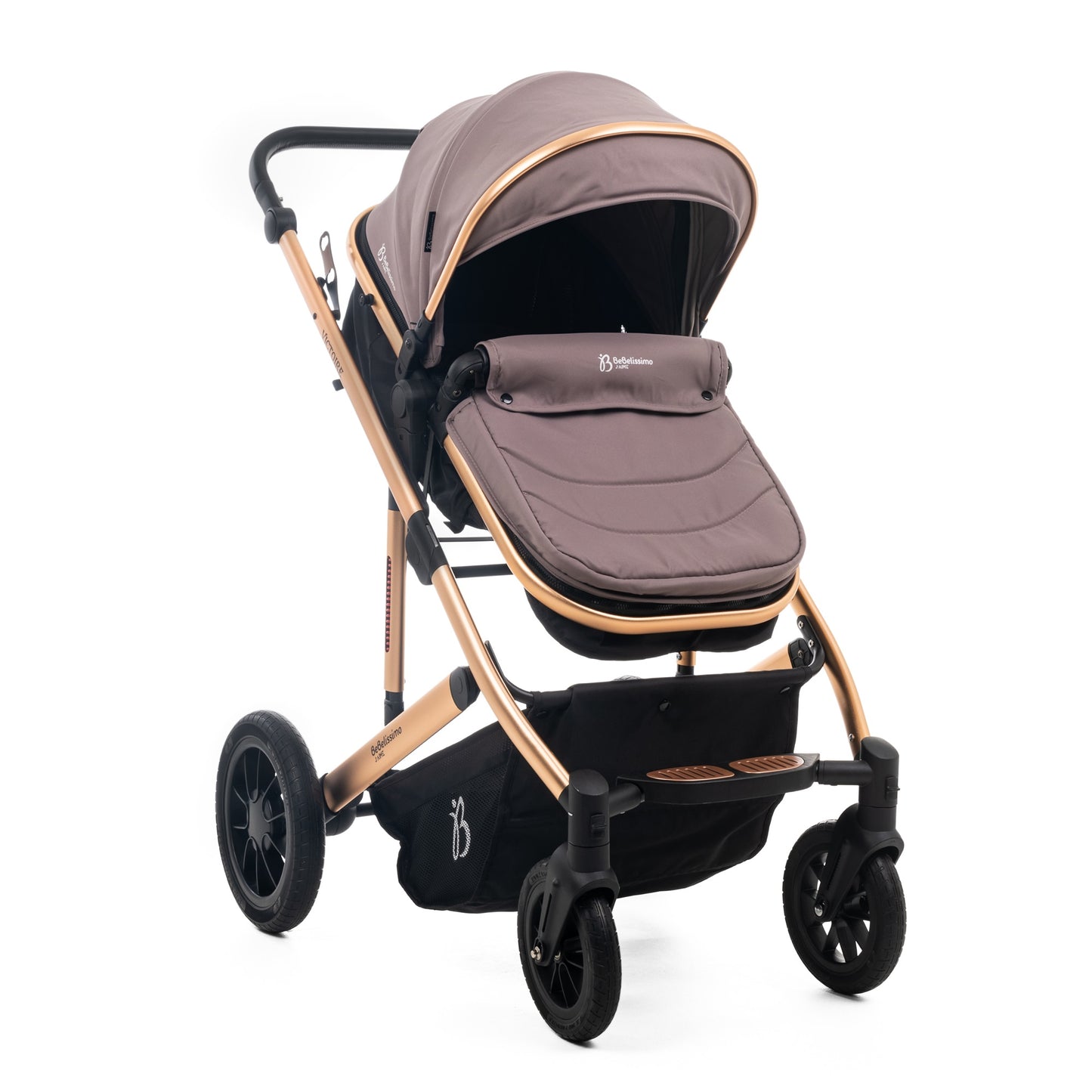 BEBELISSIMO - Poussette combinée trio 3 en 1 - siège auto 0m – nacelle – dès la naissance – jusqu’à 22kg – Victoire I-Size - beige