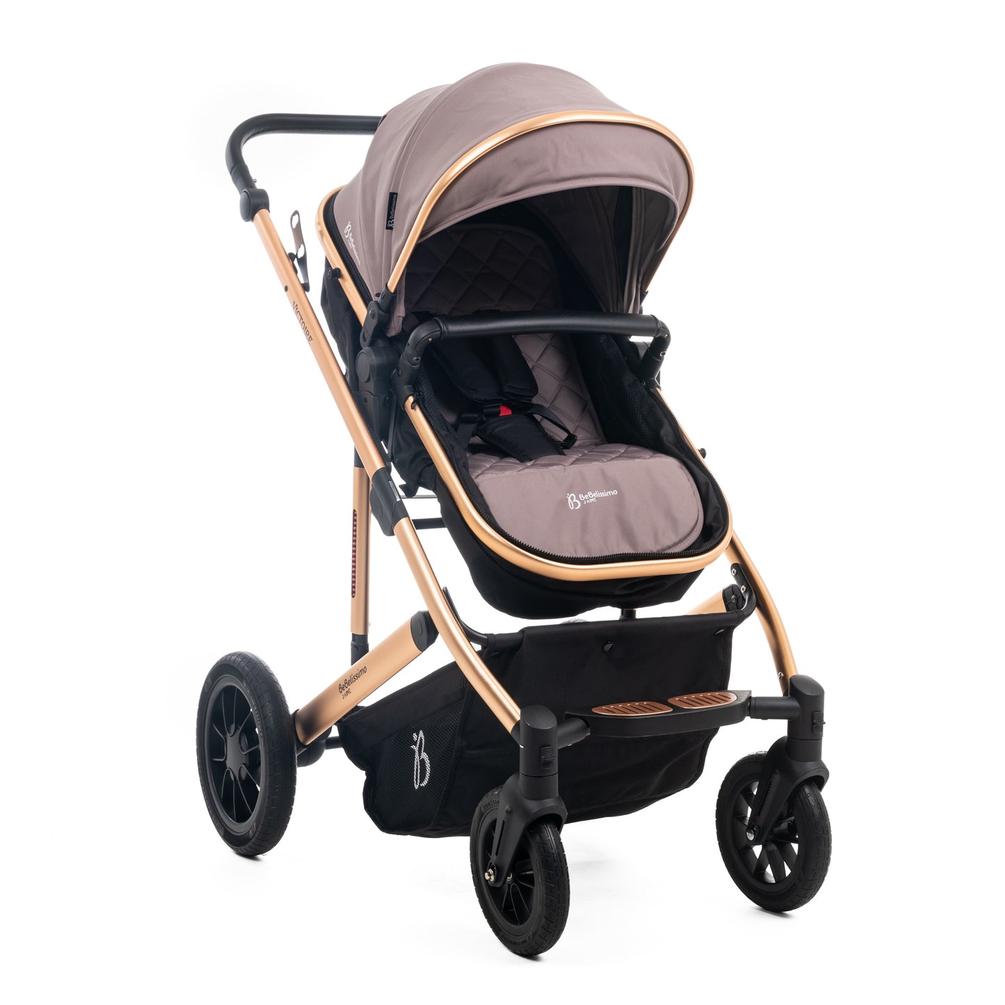 BEBELISSIMO - Poussette combinée trio 3 en 1 - siège auto 0m – nacelle – dès la naissance – jusqu’à 22kg – Victoire I-Size - beige