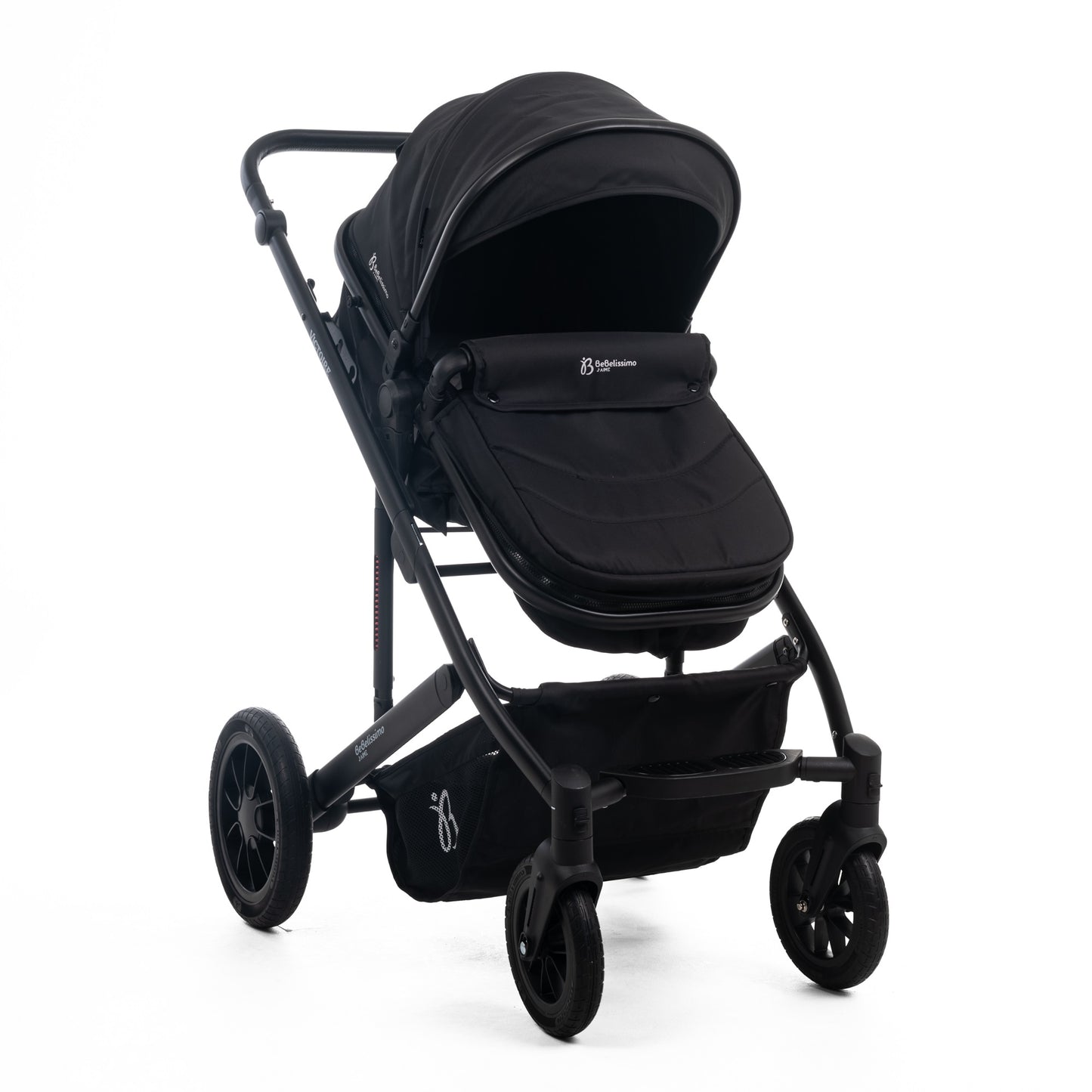BEBELISSIMO - Poussette combinée trio 3 en 1 - siège auto 0m – nacelle – dès la naissance – jusqu’à 22kg – Victoire I-Size - All Black