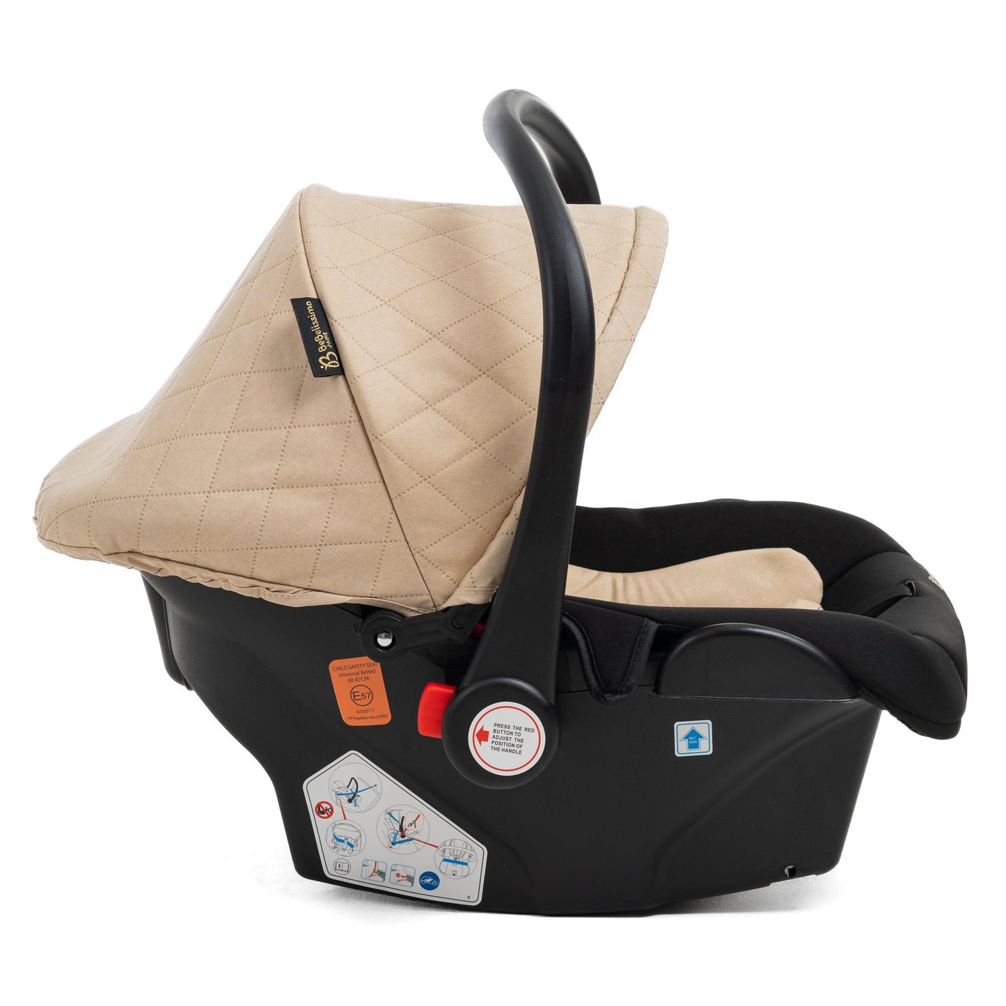 BEBELISSIMO - Poussette combinée trio 3 en 1 - siège auto 0+ IRIS – nacelle – dès la naissance – jusqu’à 22kg - beige