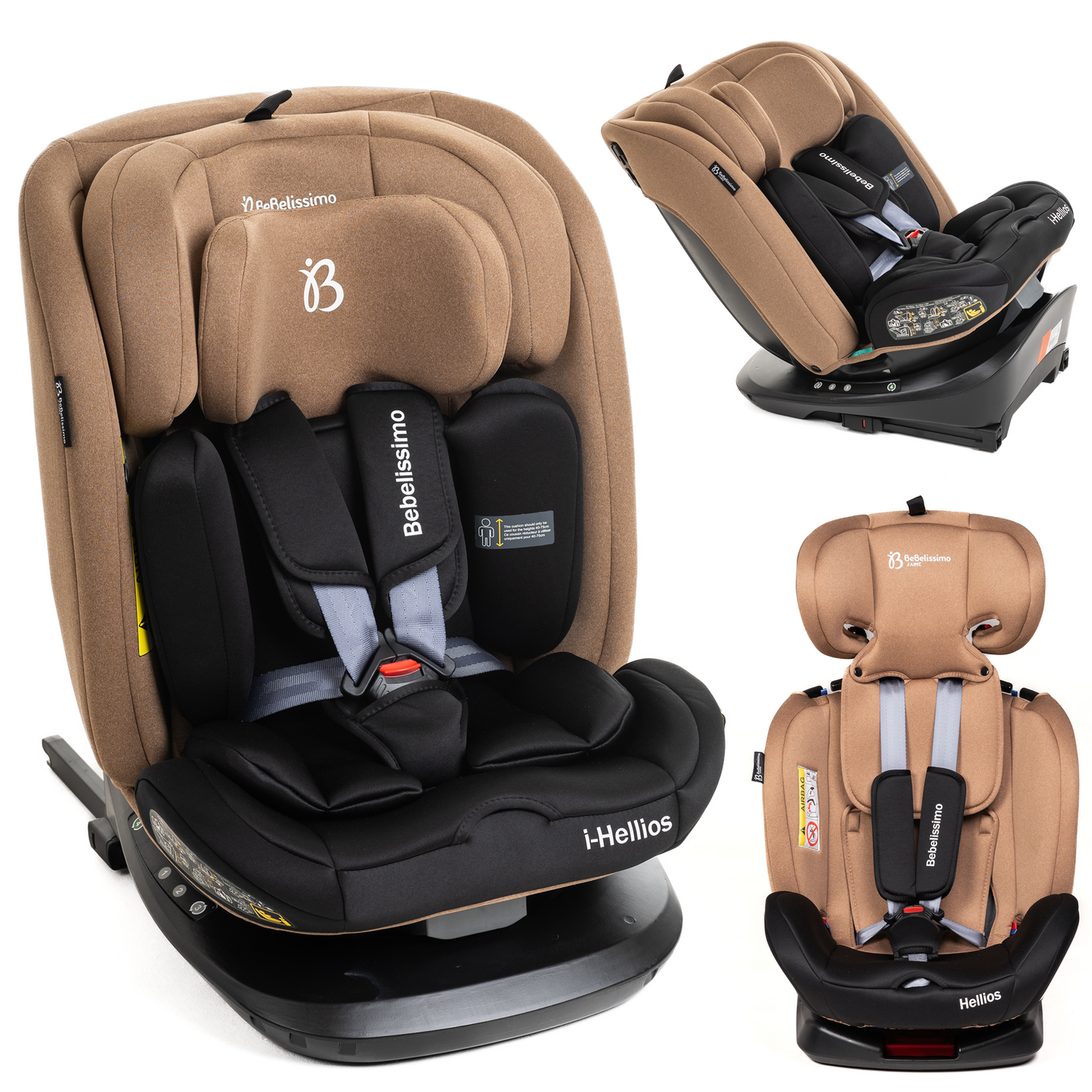 BEBELISSIMO - Siège auto Isofix - pivotant 360 ° - groupe 0+/1/2/3 - (0-36kg) - Hellios - beige / noir