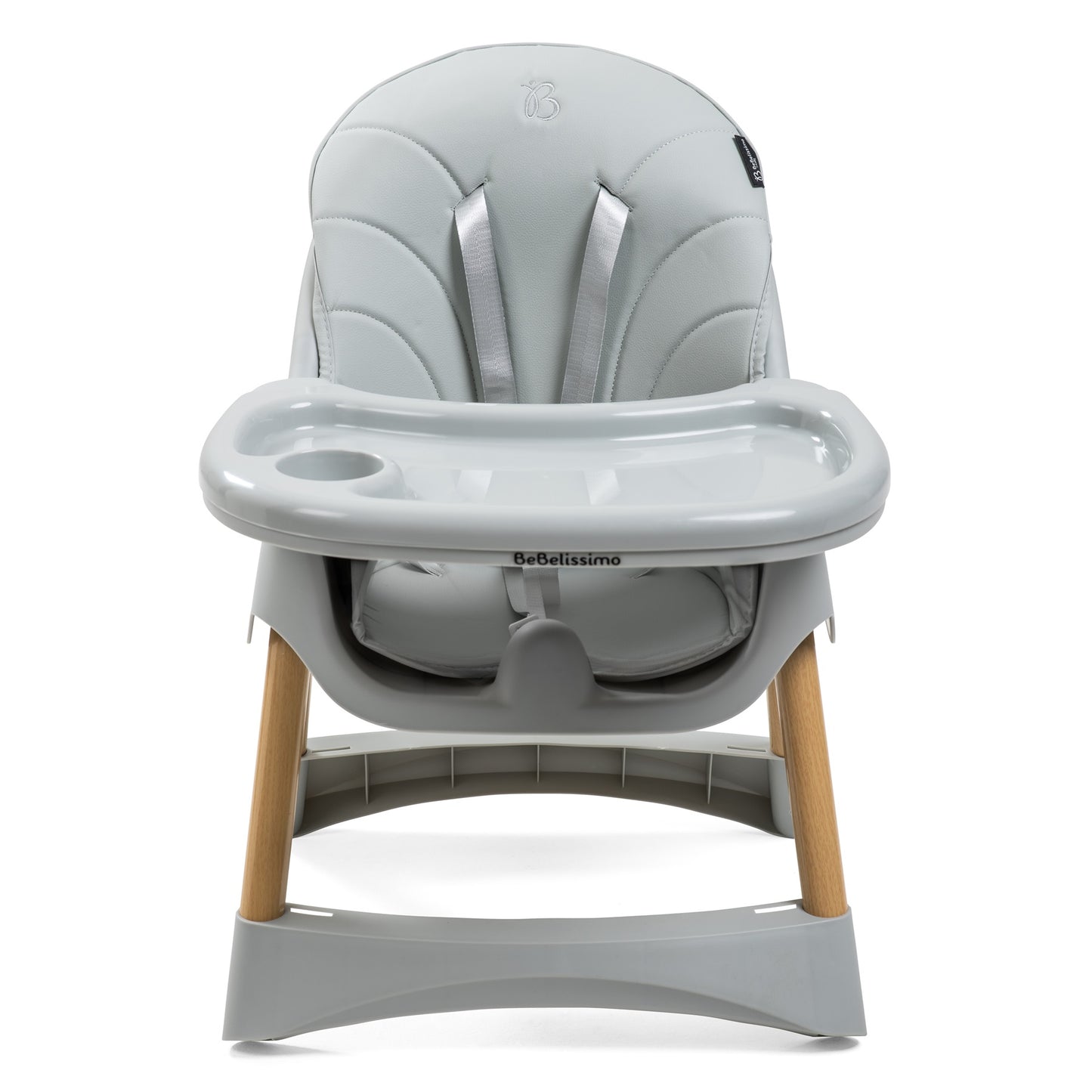 Bebelissimo - Chaise haute 2 en 1 - Evolutive - Réglable - Pliable - gris- woodie