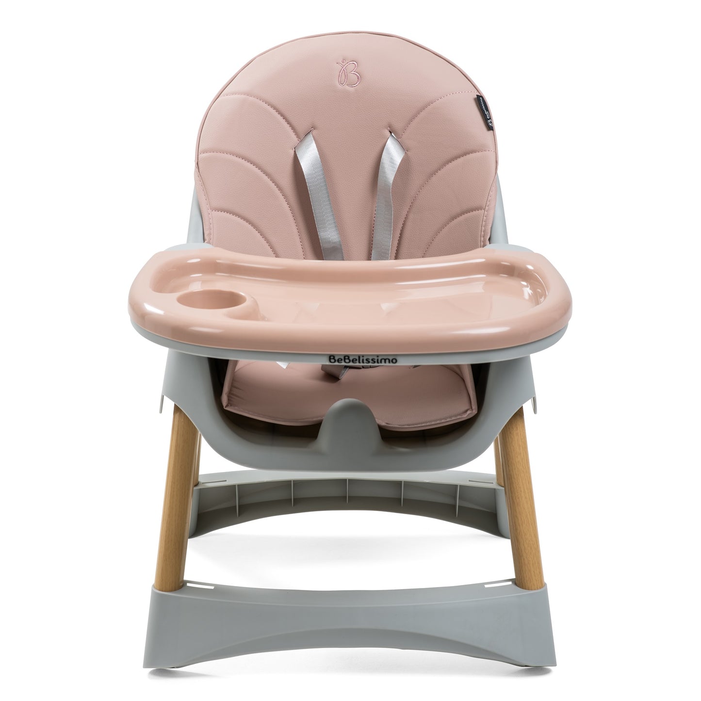 Bebelissimo - Chaise haute 2 en 1 - Evolutive - Réglable - Pliable - rose - woodie