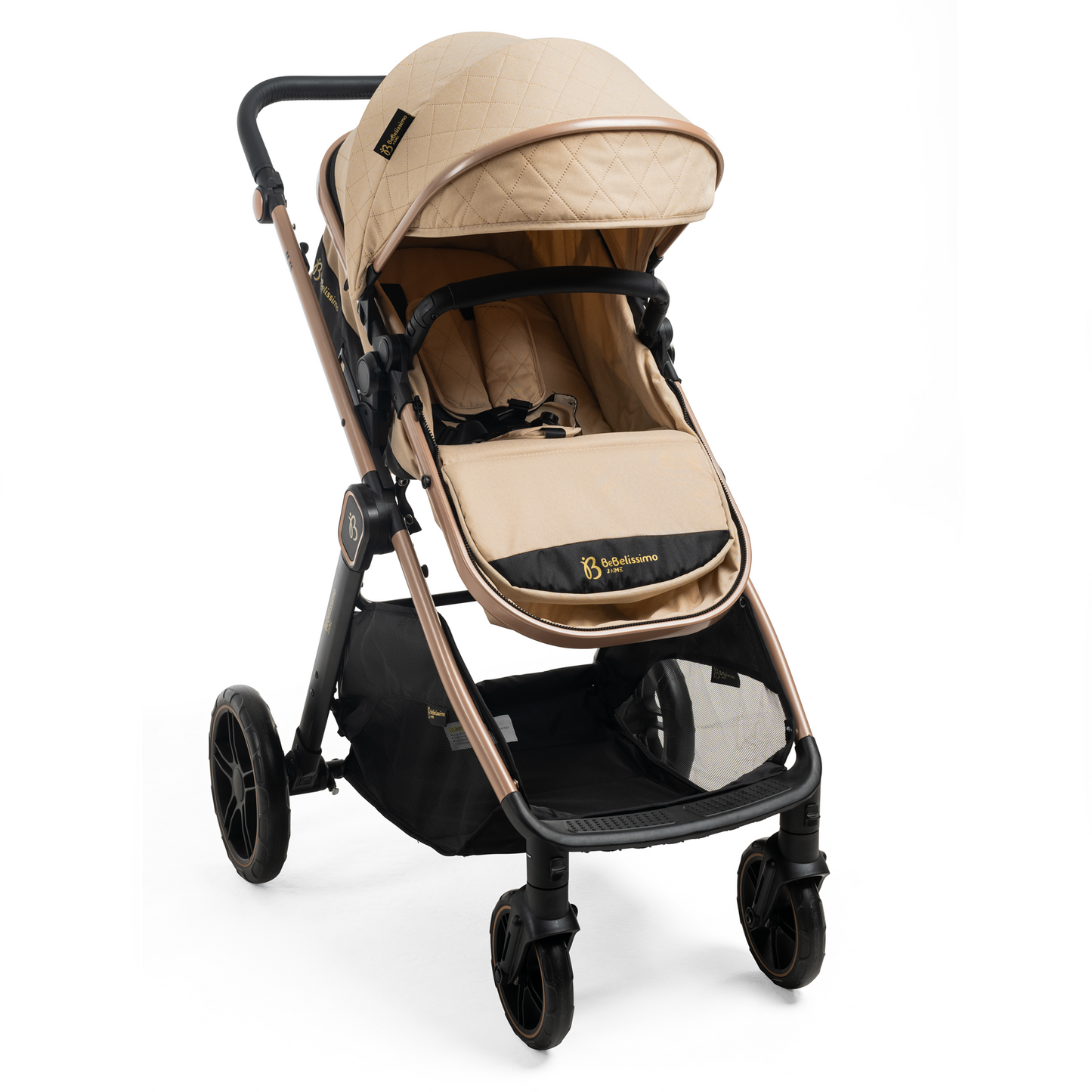 BEBELISSIMO - Poussette combinée trio 3 en 1 - siège auto 0+ IRIS – nacelle – dès la naissance – jusqu’à 22kg - beige
