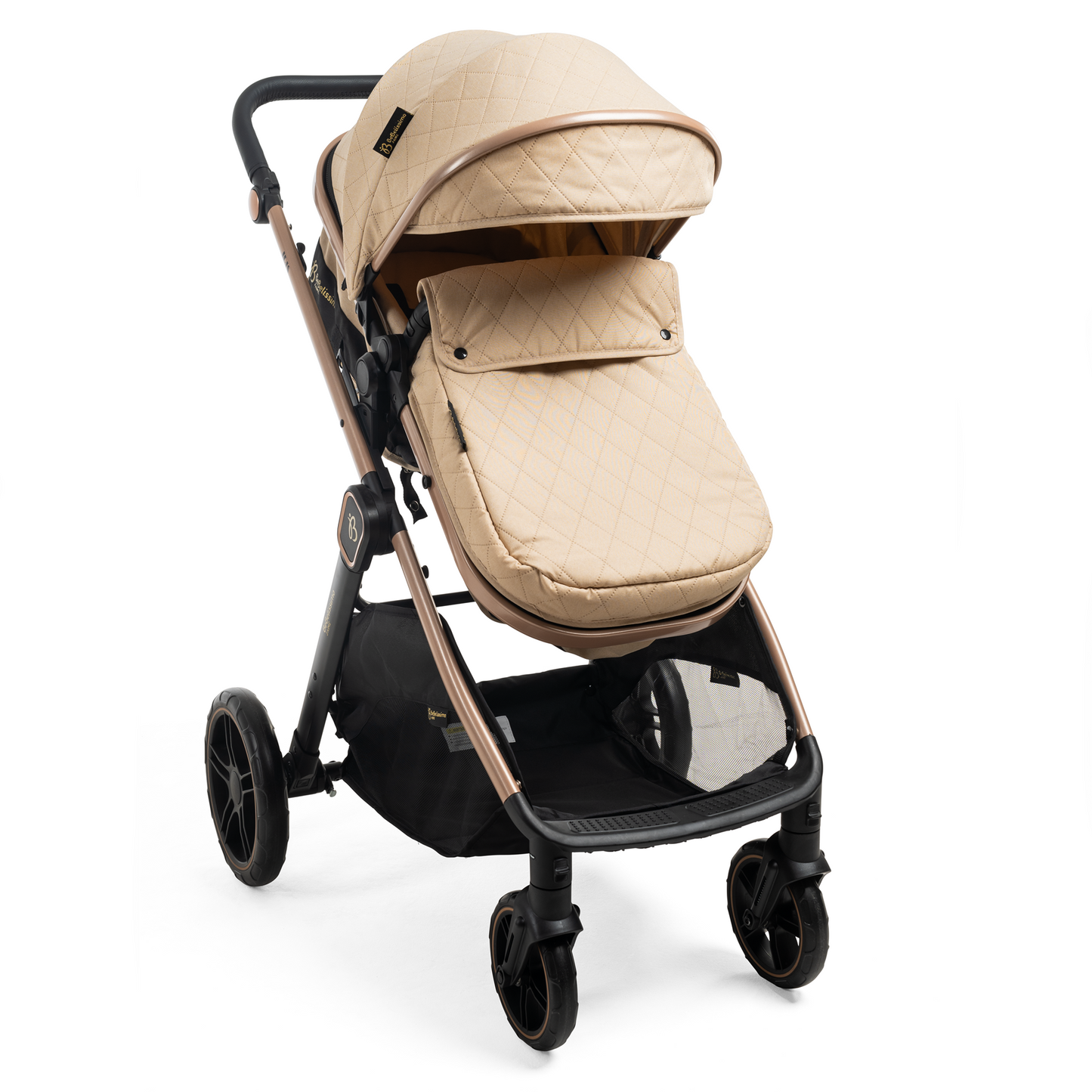 BEBELISSIMO - Poussette combinée trio 3 en 1 - siège auto 0+ IRIS – nacelle – dès la naissance – jusqu’à 22kg - beige