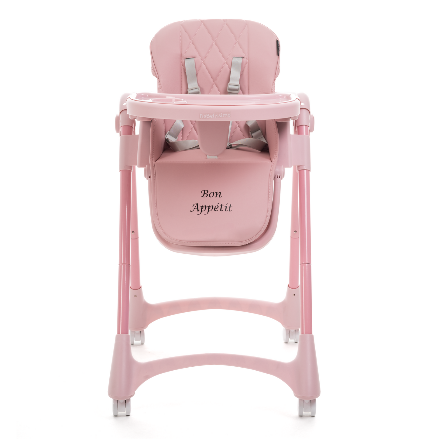 Bebelissimo - Chaise haute évolutive bébé - Pliable - Compacte - Réglable hauteur - De 6 mois à 3 ans (15kg) - rose - Bon Appetit