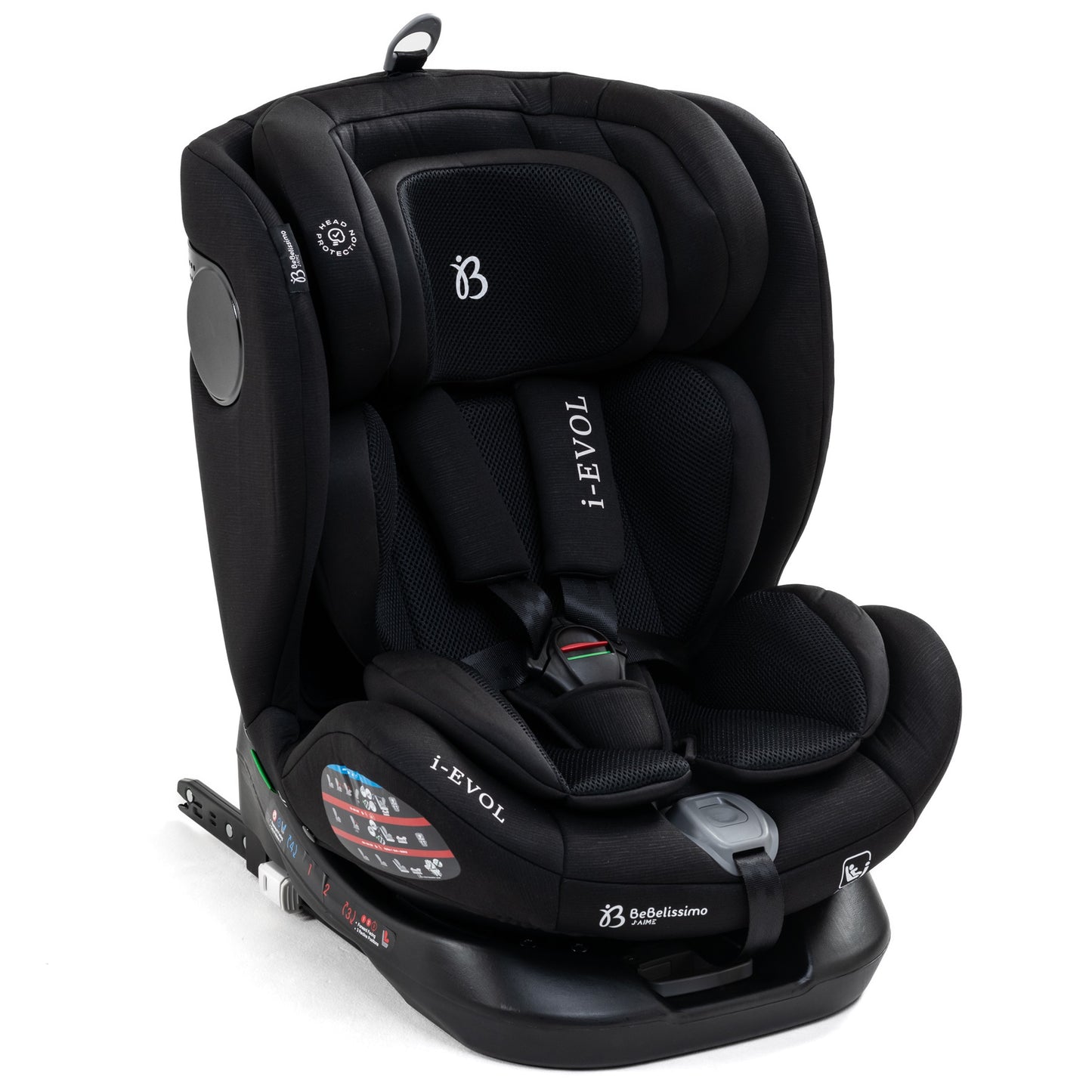 BEBELISSIMO - Siège auto Isofix - pivotant 360 ° - groupe 0+/1/2/3 - (0-36kg) - i-EVOL- noir - protections latérales