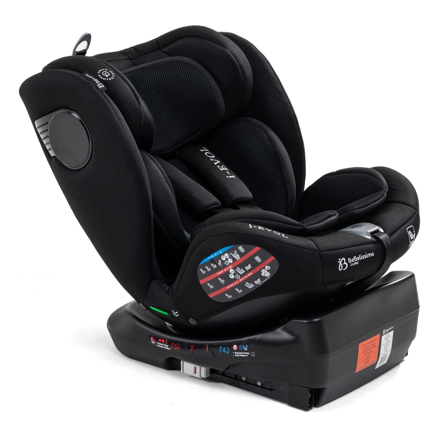 BEBELISSIMO - Siège auto Isofix - pivotant 360 ° - groupe 0+/1/2/3 - (0-36kg) - i-EVOL- noir - protections latérales