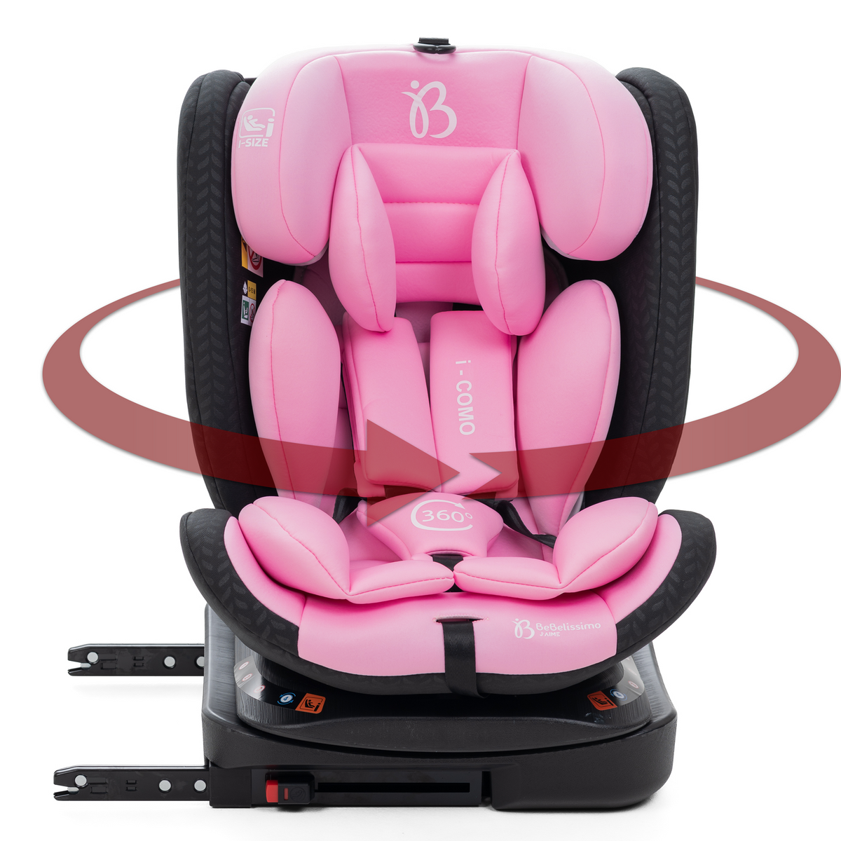 Bebelissimo - Siège auto Isofix - pivontant 360 ° - 40-150 cm - 0-36kg i- COMO rose