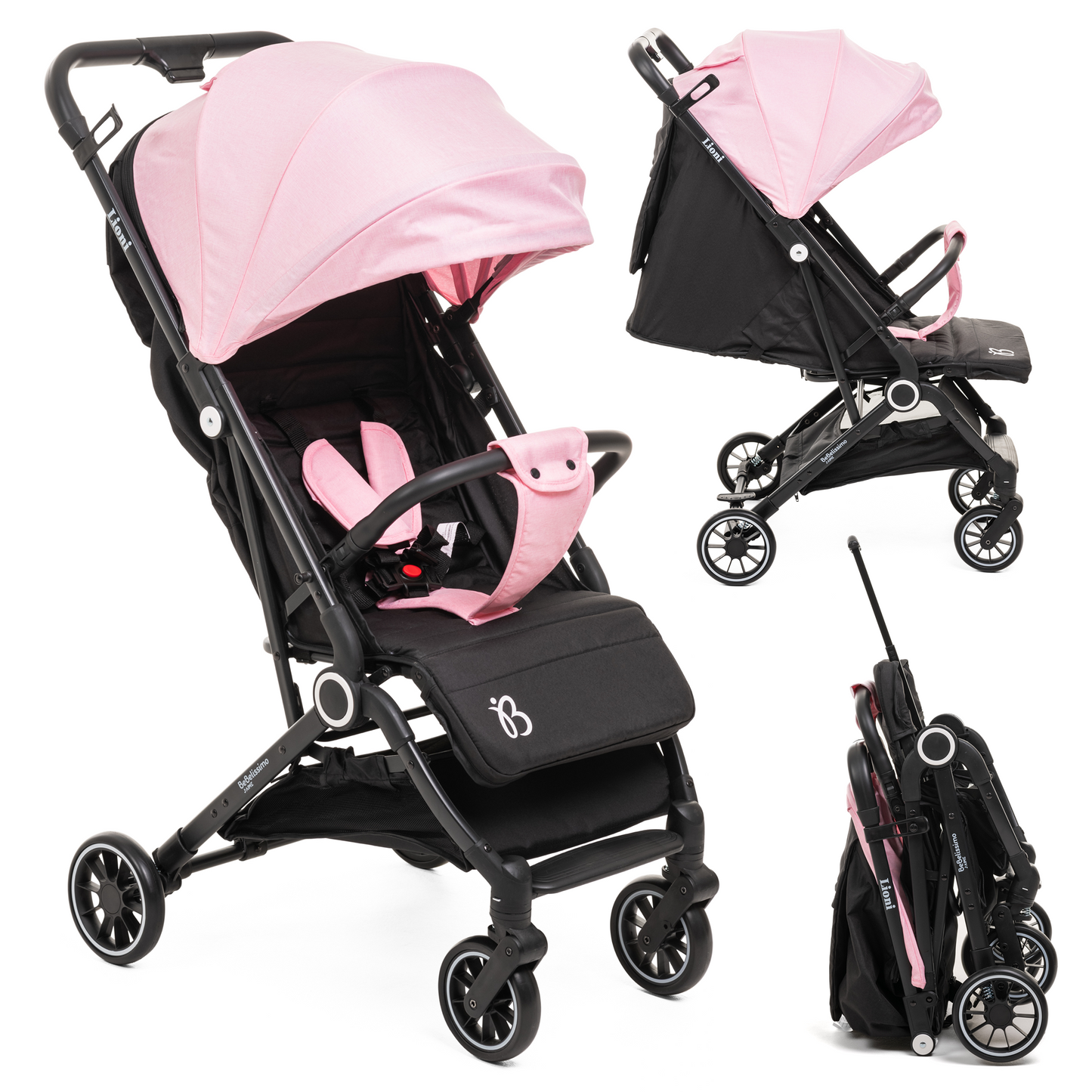 Bebelissimo - Poussette bébé Citadine Ultra Compacte - De 0 à 36 mois - Lioni -0-22kg - Rose
