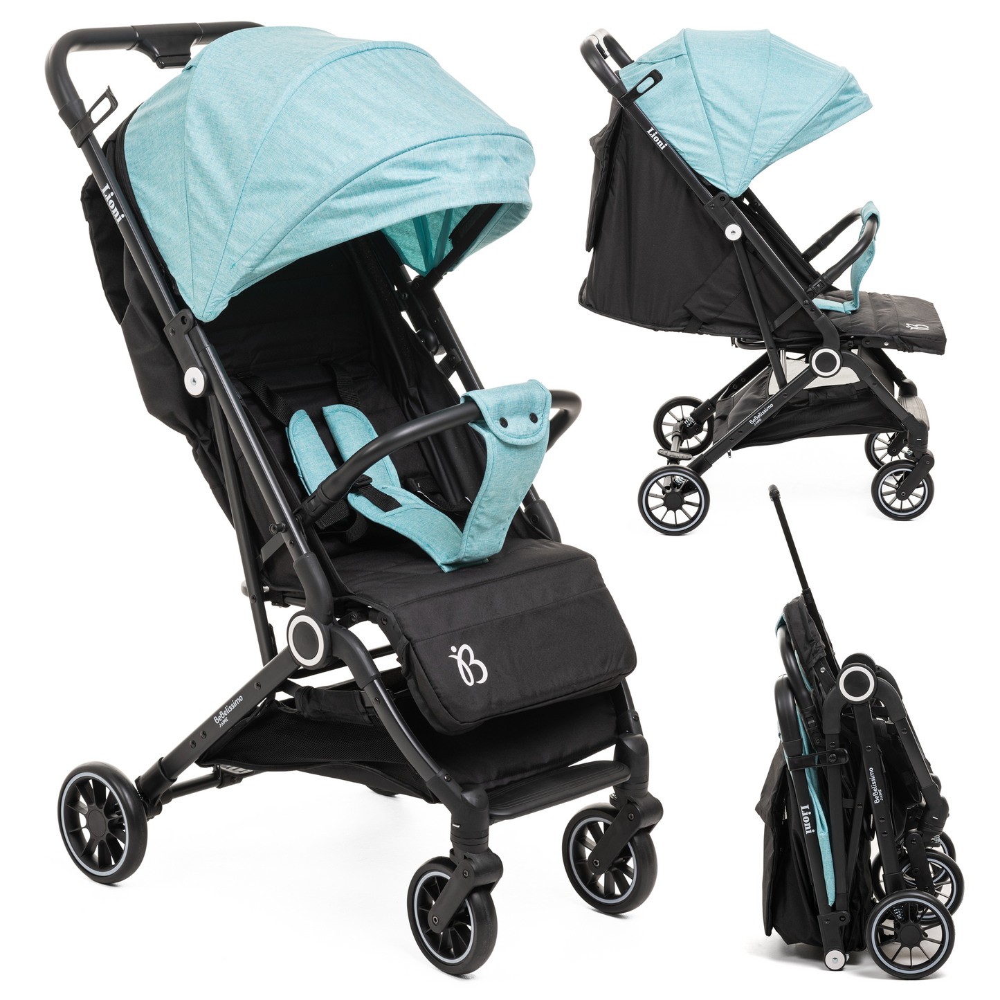 Bebelissimo - Poussette bébé Citadine Ultra Compacte - De 0 à 36 mois - Lioni -0-22kg - vert