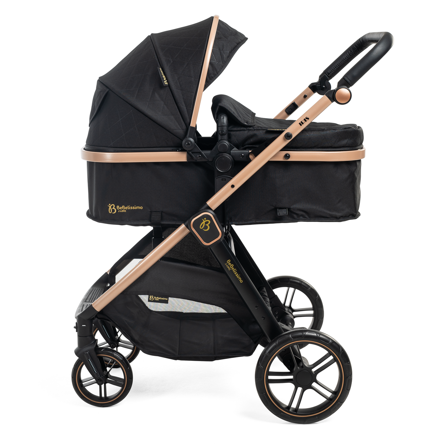 BEBELISSIMO - Poussette combinée trio 3 en 1 - siège auto 0+ IRIS – nacelle – dès la naissance – jusqu’à 22kg - noir