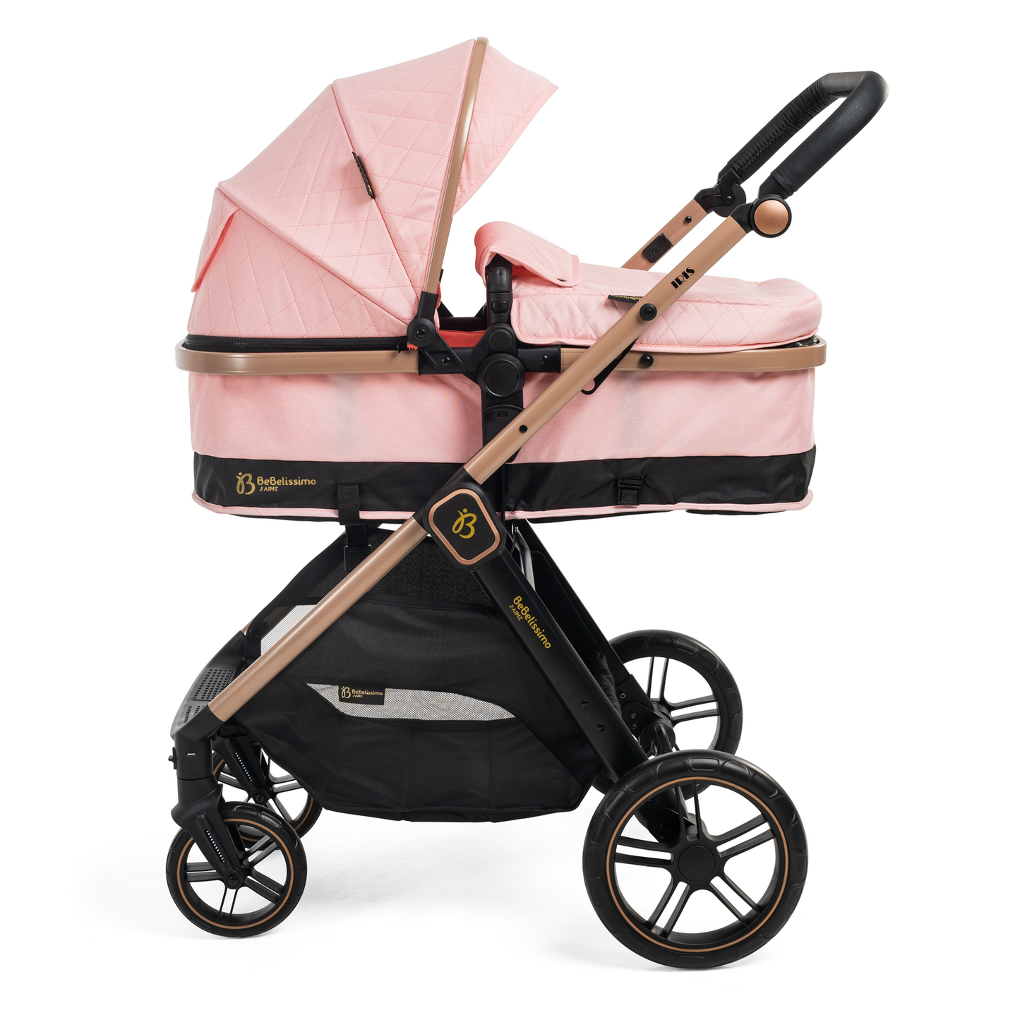 BEBELISSIMO - Poussette combinée trio 3 en 1 - siège auto 0+ IRIS – nacelle – dès la naissance – jusqu’à 22kg - rose