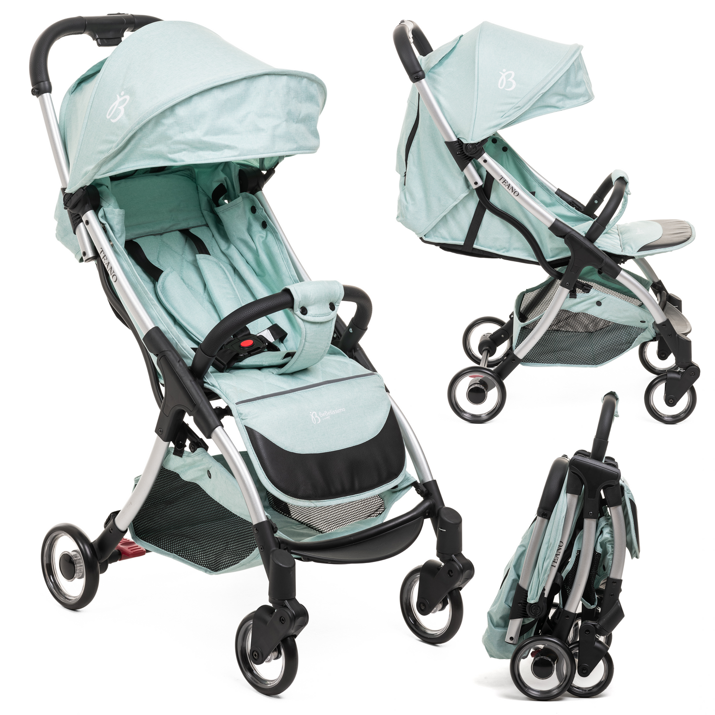 Bebelissimo - Poussette bébé Citadine Ultra Compacte - De 0 à 36 mois - Teano - vert