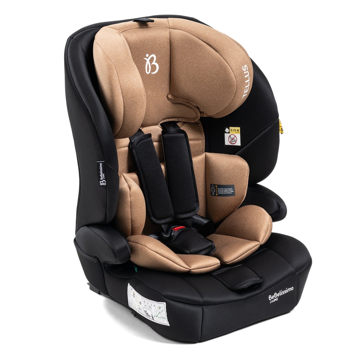 BEBELISSIMO - Siège auto bébé I-size - 76 -150cm - Tellus - de 9 à 36 kg, 15 mois à 12 ans - beige