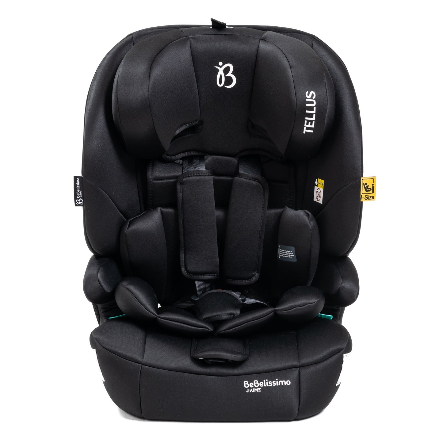 BEBELISSIMO - Siège auto bébé I-size - 76 -150cm - Tellus - de 9 à 36 kg, 15 mois à 12 ans -noir