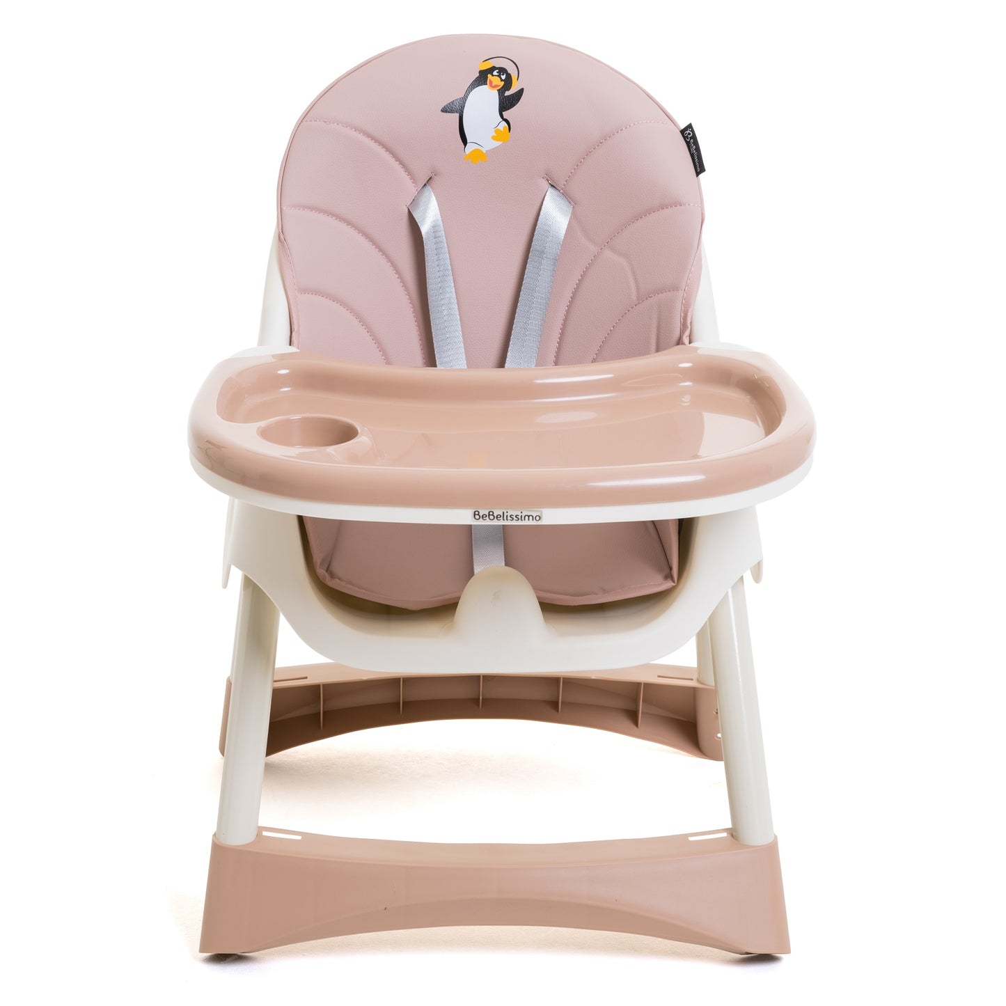 Bebelissimo - Chaise haute 2 en 1 - Evolutive - Réglable - Pliable- Disco Pinguin - rose