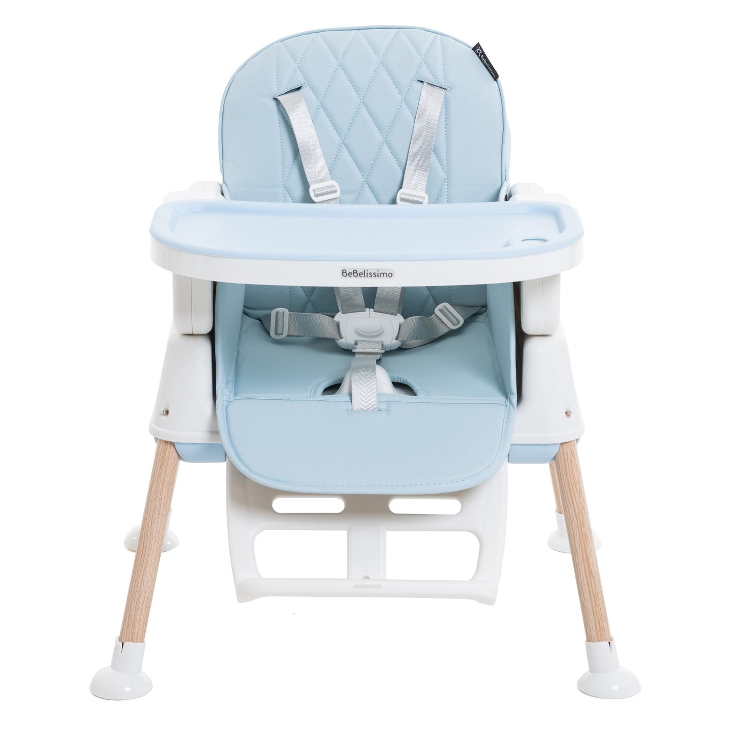 BEBELISSIMO - Chaise Haute Bébé Evolutive - Réglable - dès 6 mois jusqu’à 20kg – 5 modes - bleu claire