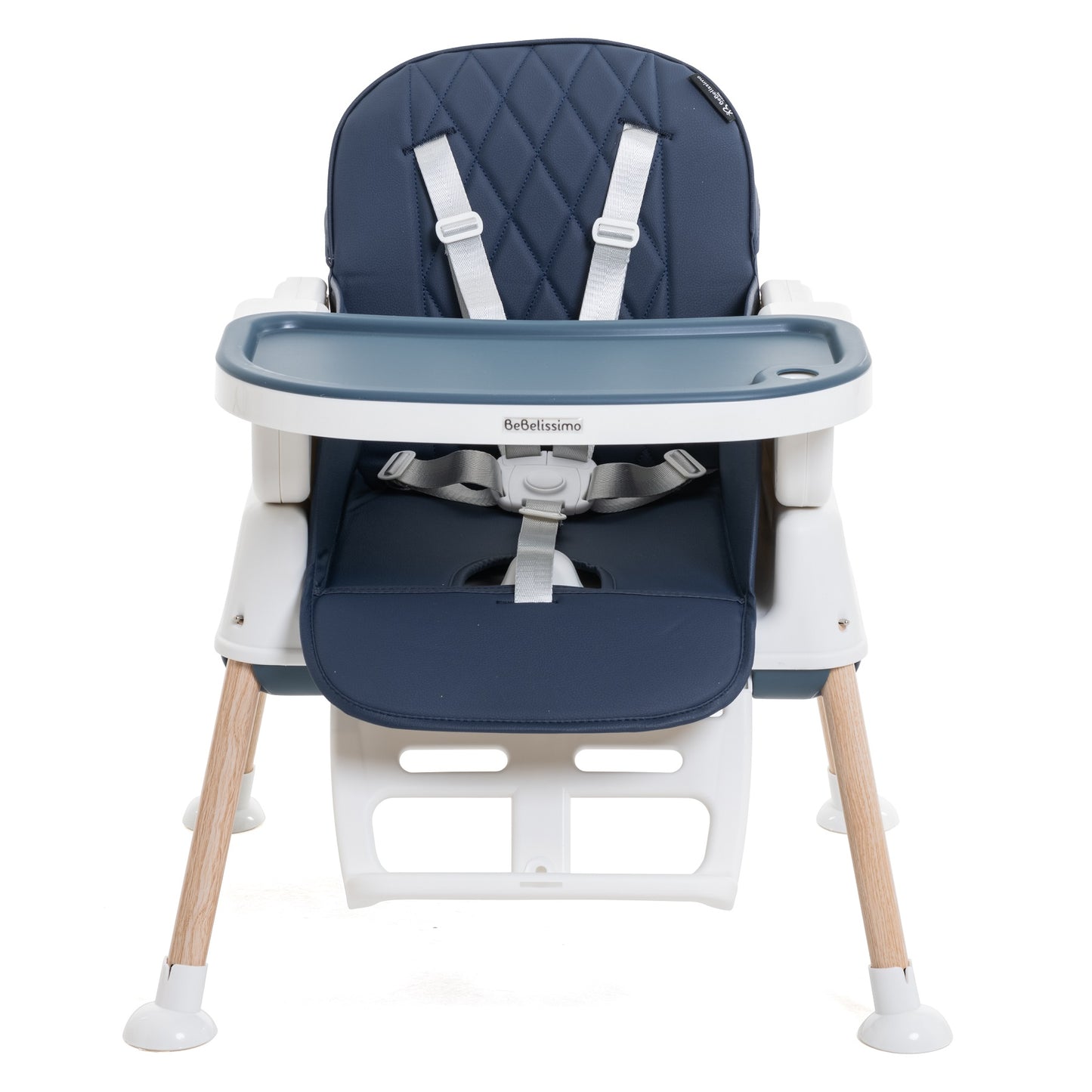 BEBELISSIMO - Chaise Haute Bébé Evolutive - Réglable - dès 6 mois jusqu’à 20kg – 5 modes - bleu foncé