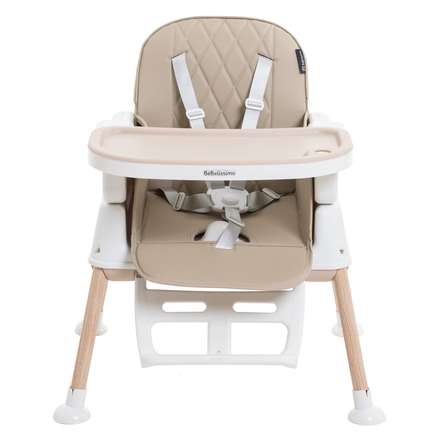 BEBELISSIMO - Chaise Haute Bébé Evolutive - Réglable - dès 6 mois jusqu’à 20kg – 5 modes - beige