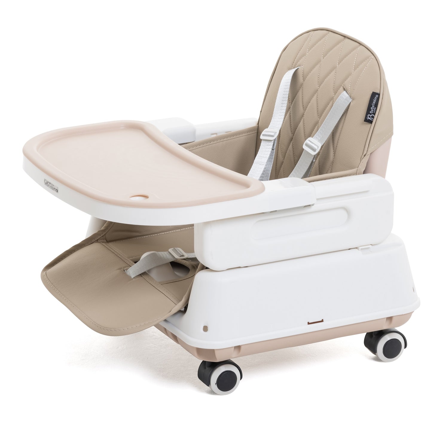 BEBELISSIMO - Chaise Haute Bébé Evolutive - Réglable - dès 6 mois jusqu’à 20kg – 5 modes - beige