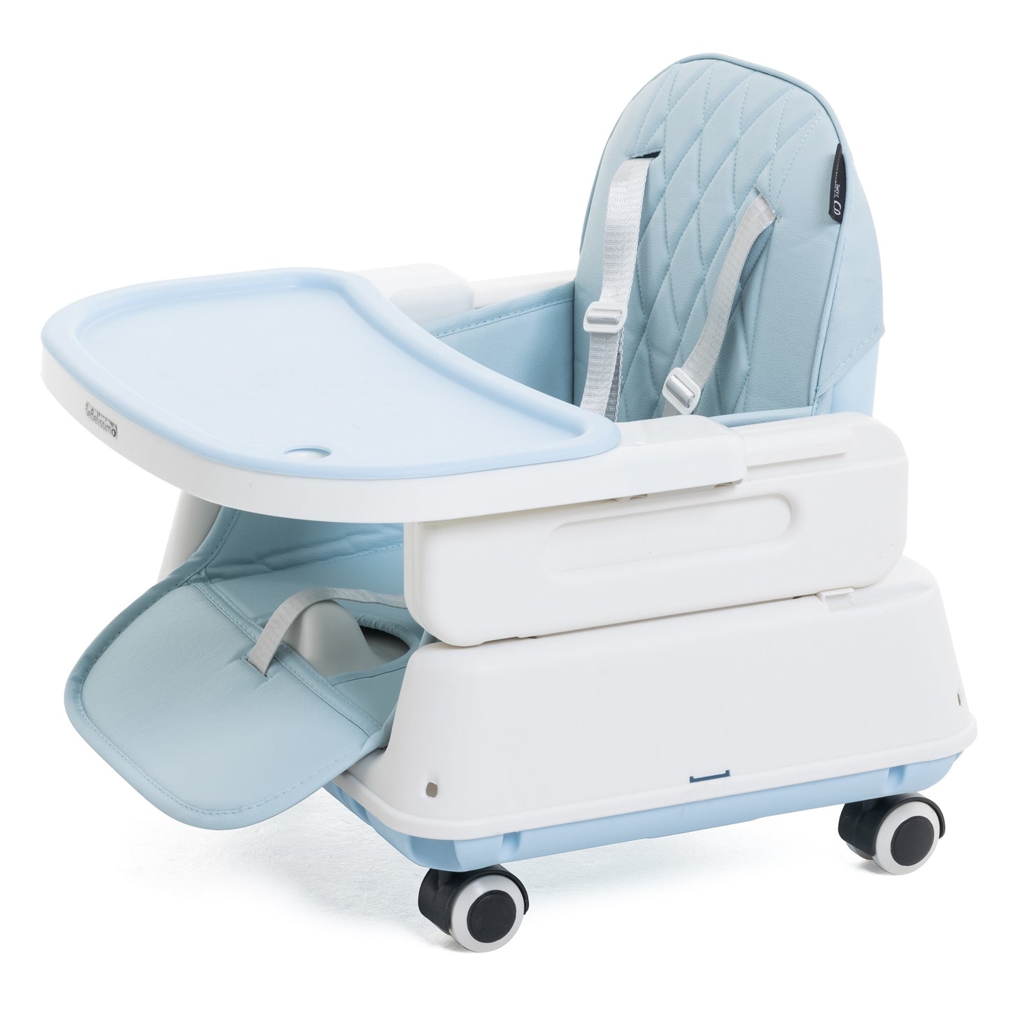 BEBELISSIMO - Chaise Haute Bébé Evolutive - Réglable - dès 6 mois jusqu’à 20kg – 5 modes - bleu claire