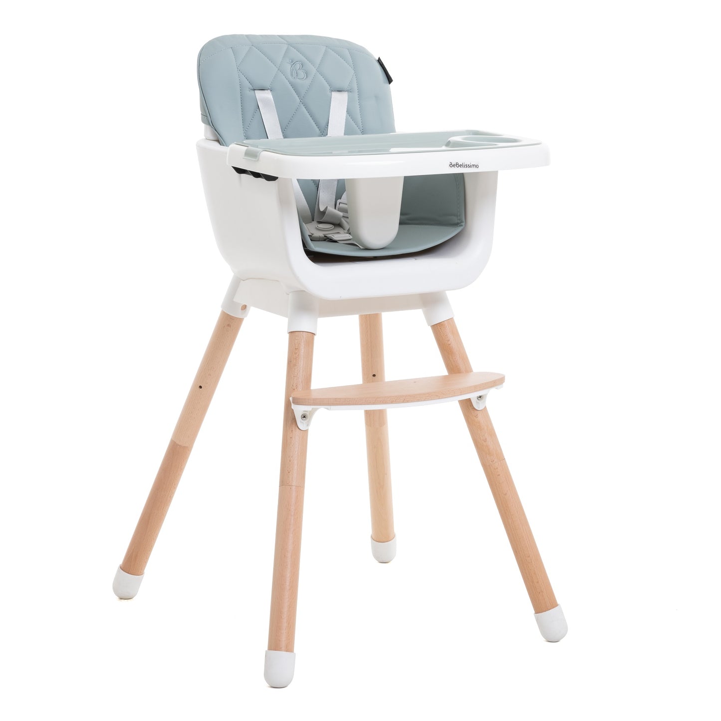 BEBELISSIMO - Chaise Haute bébé - Évolutive - Réglable - en Bois - 2 en 1 – 6 mois jusqu’à 5 ans - vert