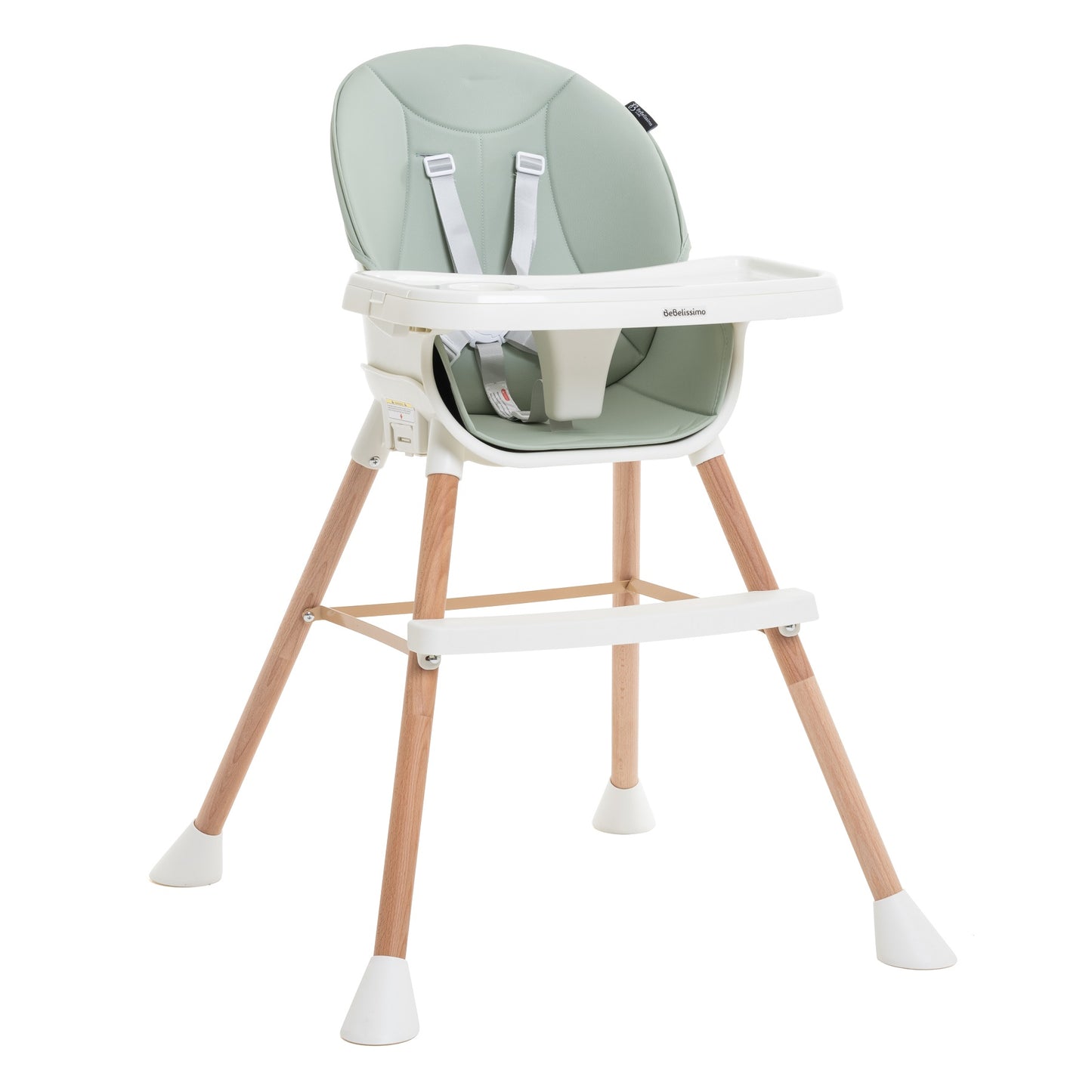 BEBELISSIMO - Chaise Haute Évolutive en Bois - 3 en 1 – 6 mois jusqu’à 5 ans - réhausseur - vert